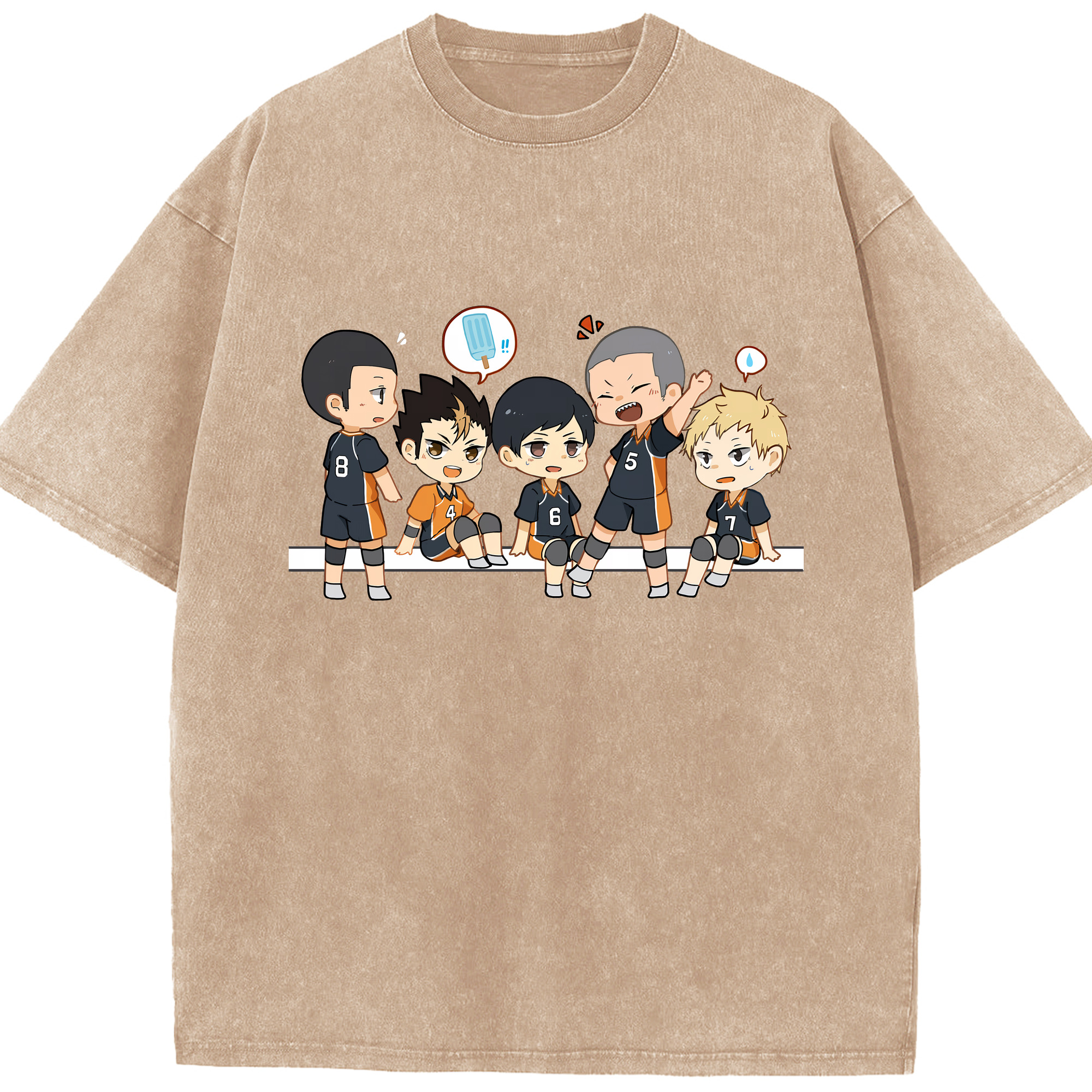 （画像用） ハイキュー!! Haikyu!! 綿100% ヴィンテージ風 半袖Tシャツ（フロントプリント）