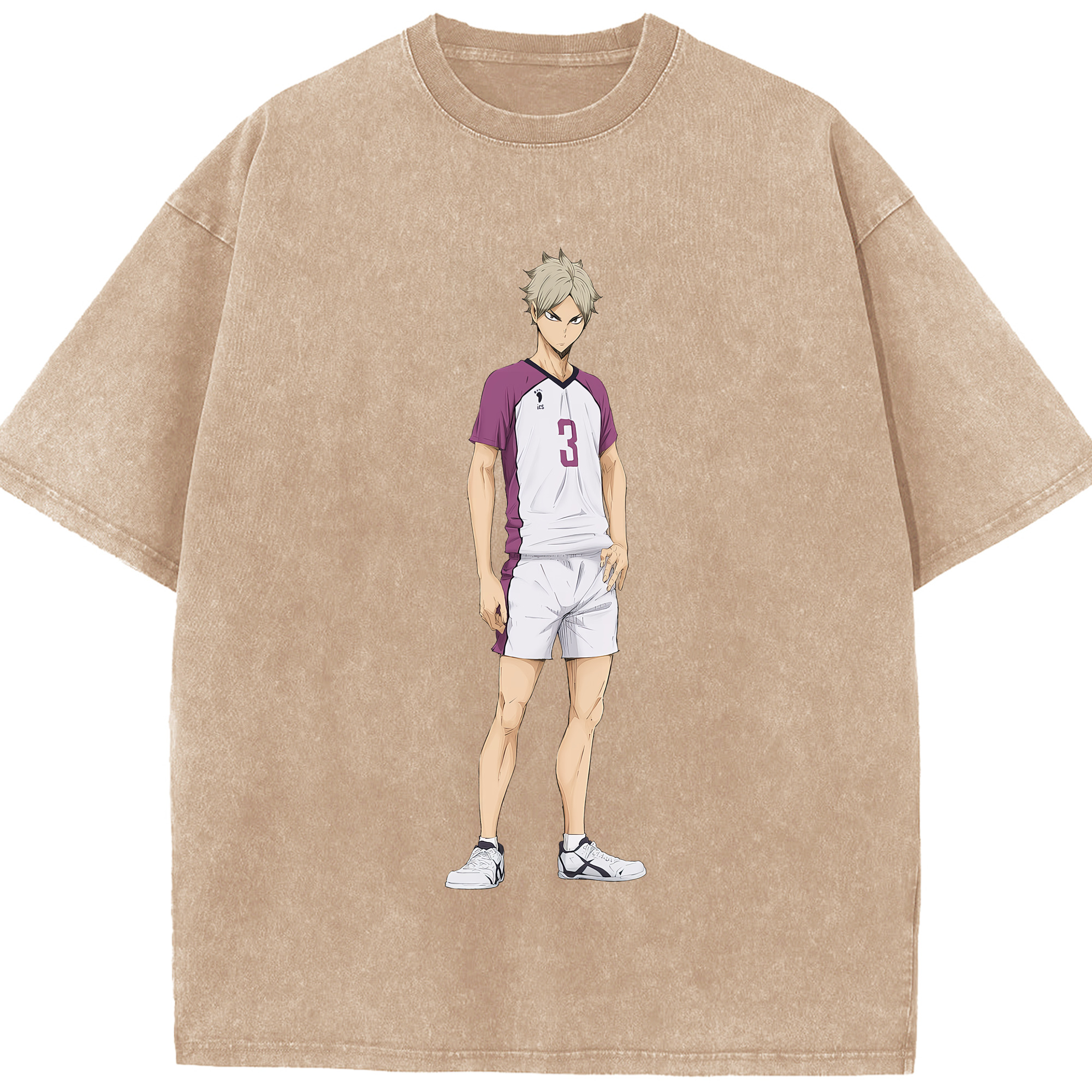 （画像用） ハイキュー!! Haikyu!! 綿100% ヴィンテージ風 半袖Tシャツ（フロントプリント）