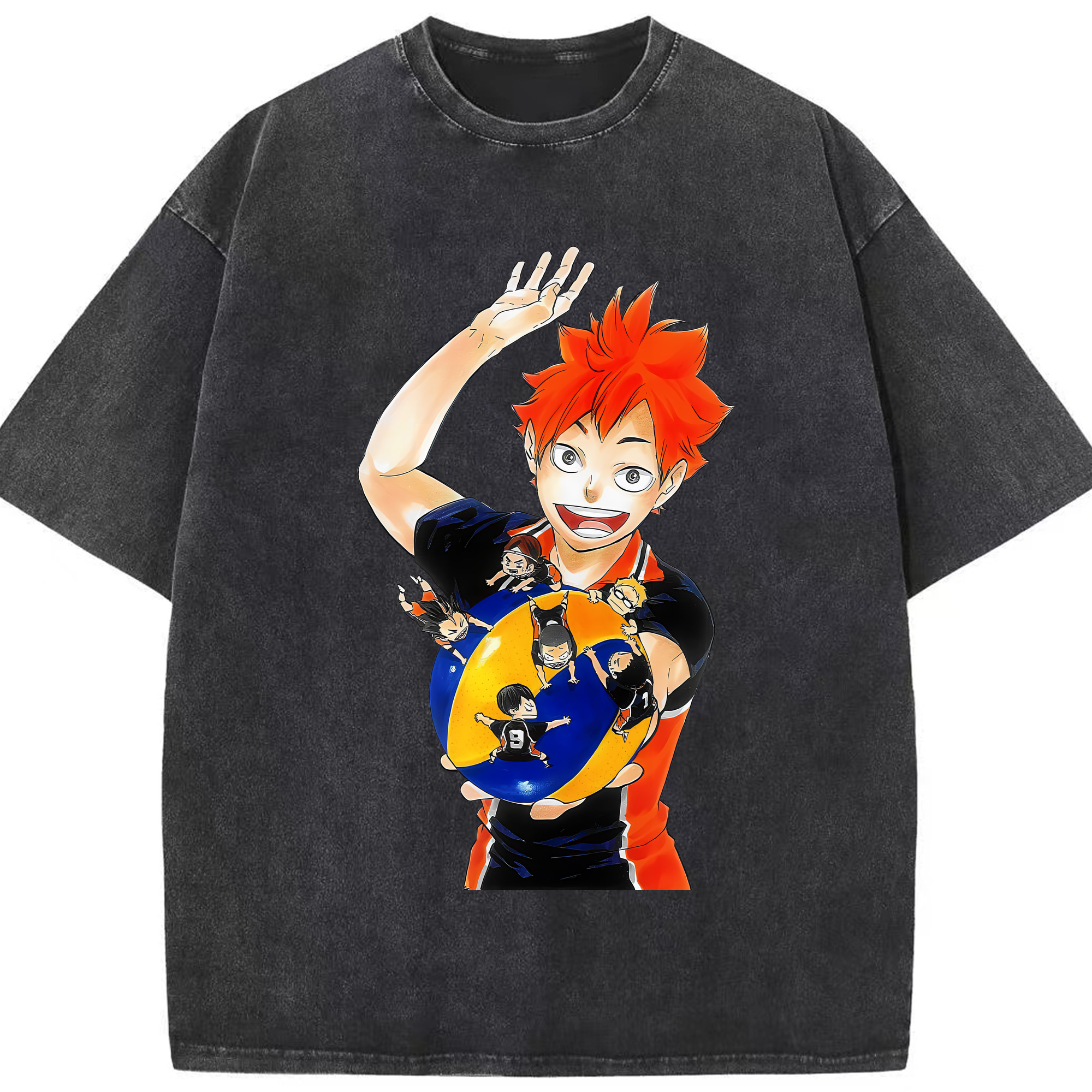 （画像用） ハイキュー!! Haikyu!! 綿100% ヴィンテージ風 半袖Tシャツ（フロントプリント）