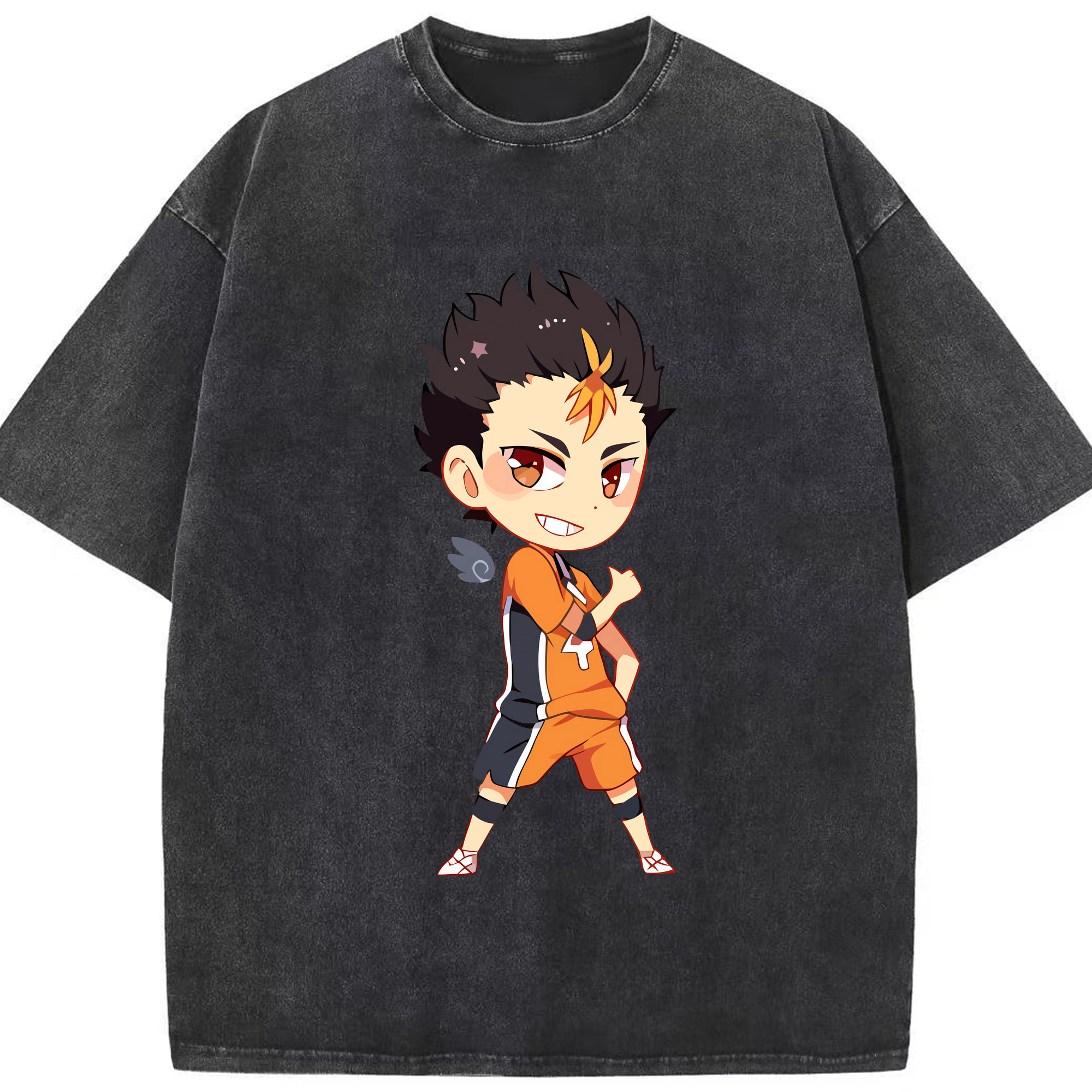 （画像用） ハイキュー!! Haikyu!! 綿100% ヴィンテージ風 半袖Tシャツ（フロントプリント）