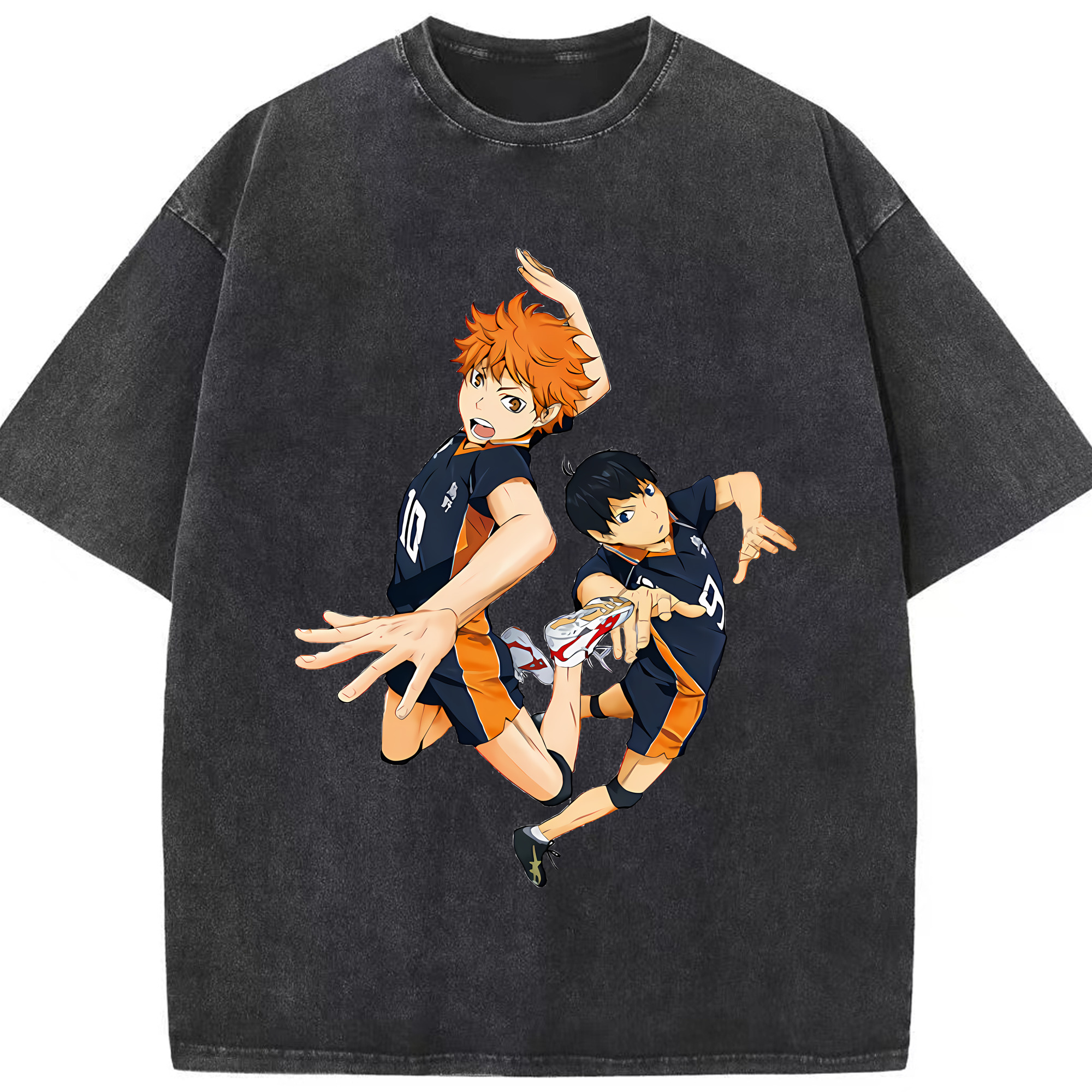 （画像用） ハイキュー!! Haikyu!! 綿100% ヴィンテージ風 半袖Tシャツ（フロントプリント）