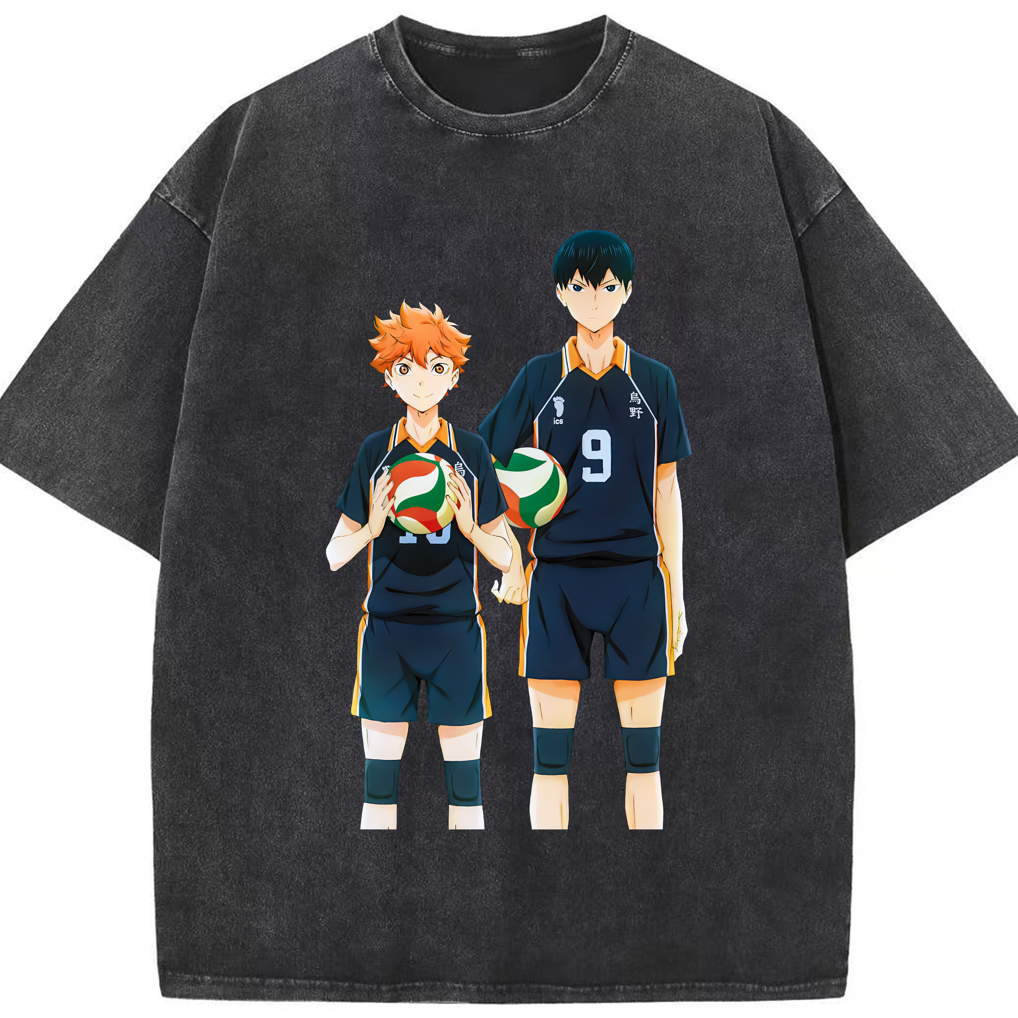 （画像用） ハイキュー!! Haikyu!! 綿100% ヴィンテージ風 半袖Tシャツ（フロントプリント）