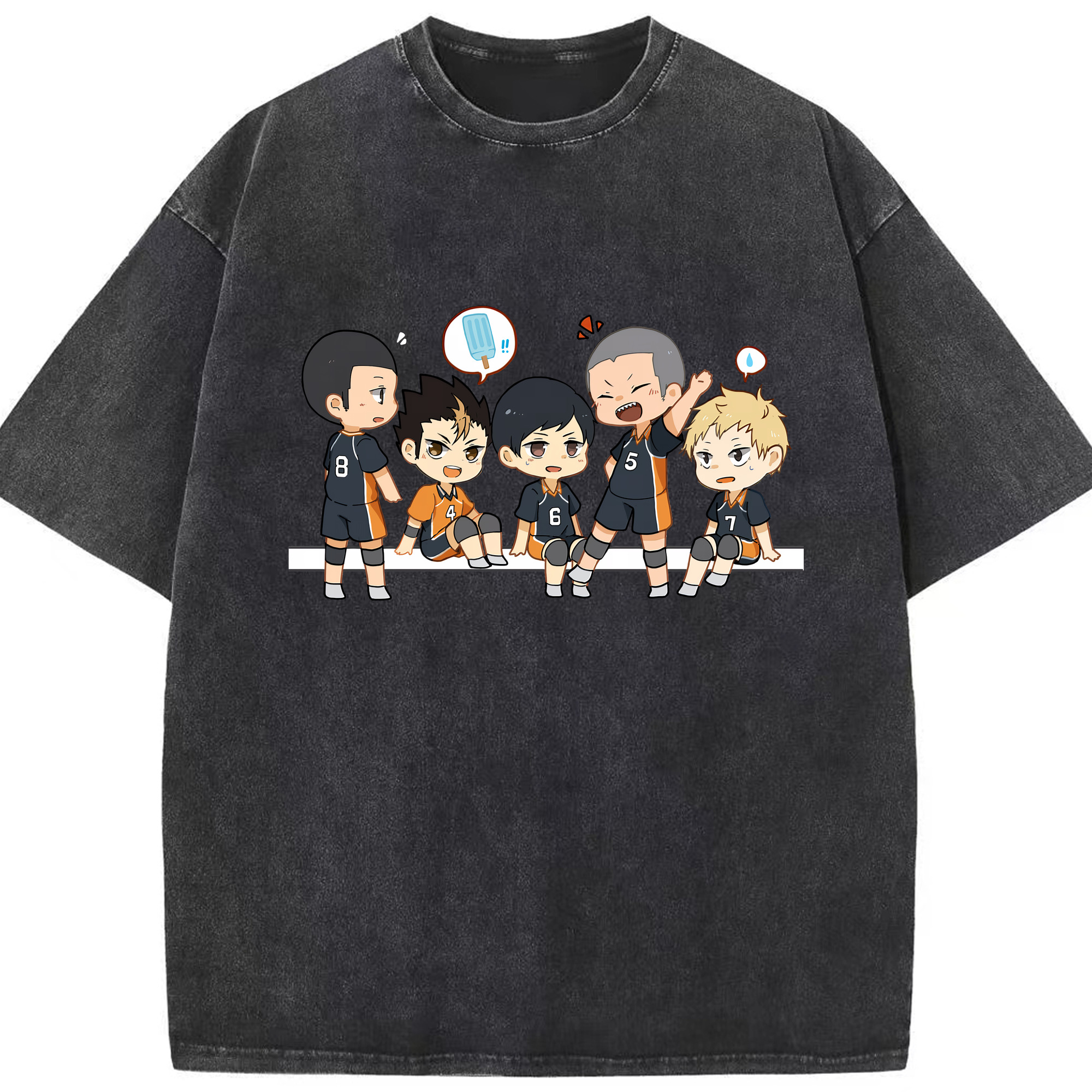 （画像用） ハイキュー!! Haikyu!! 綿100% ヴィンテージ風 半袖Tシャツ（フロントプリント）