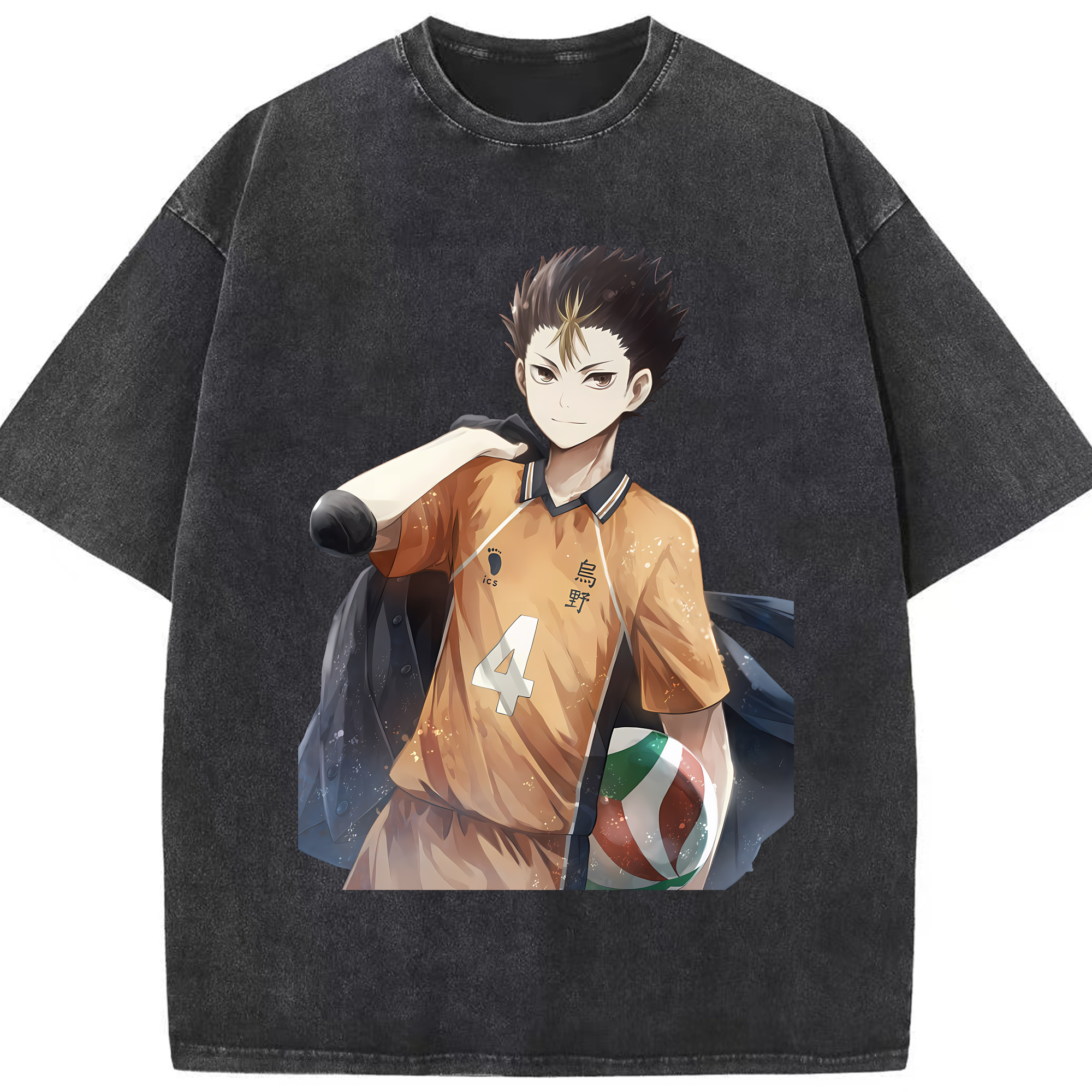 （画像用） ハイキュー!! Haikyu!! 綿100% ヴィンテージ風 半袖Tシャツ（フロントプリント）
