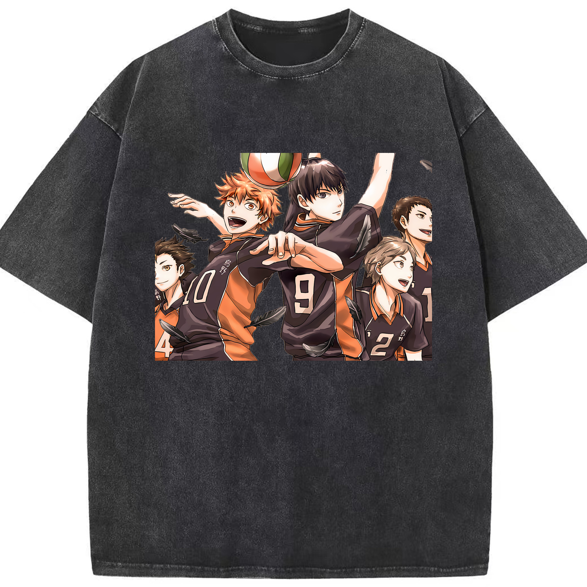 （画像用） ハイキュー!! Haikyu!! 綿100% ヴィンテージ風 半袖Tシャツ（フロントプリント）