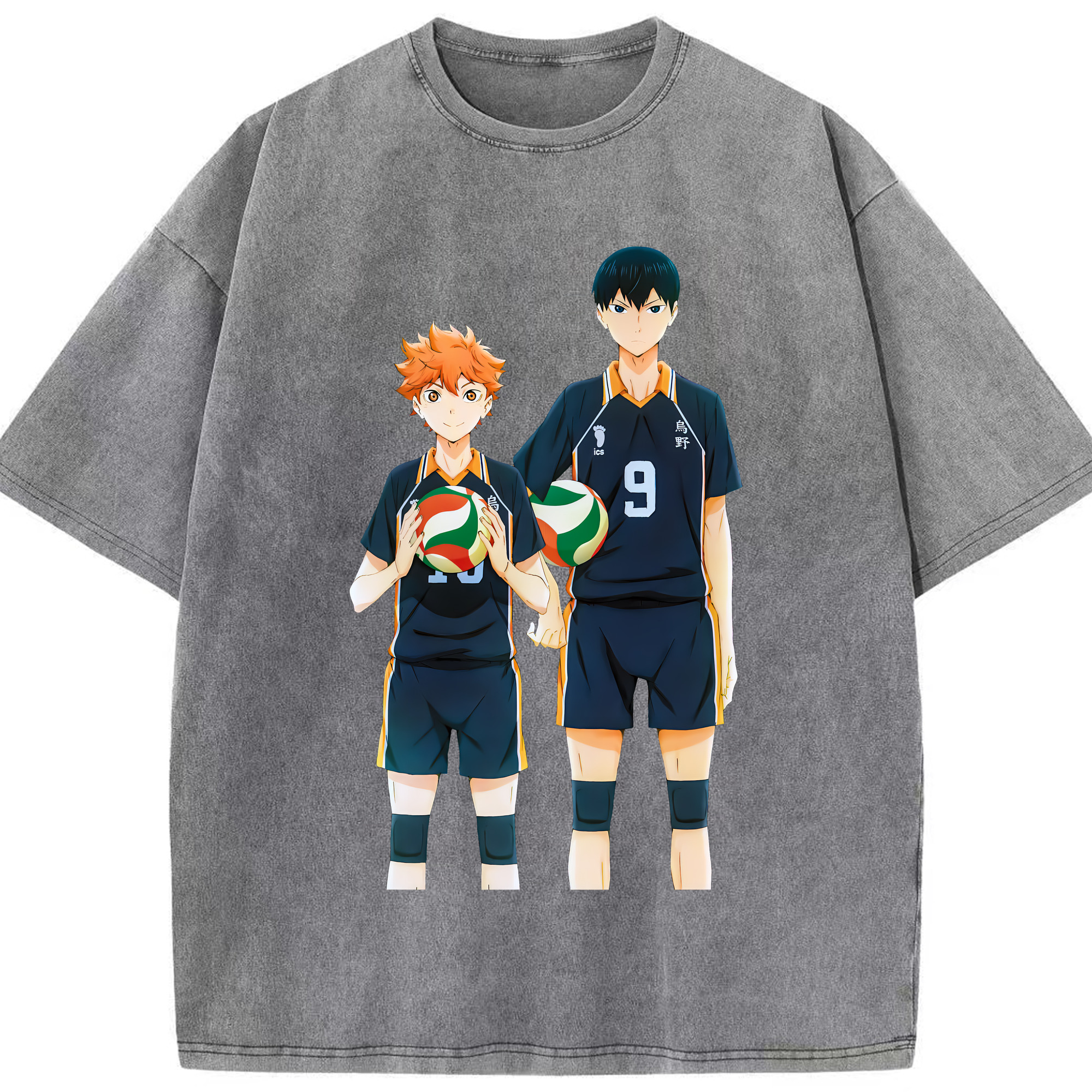 （画像用） ハイキュー!! Haikyu!! 綿100% ヴィンテージ風 半袖Tシャツ（フロントプリント）