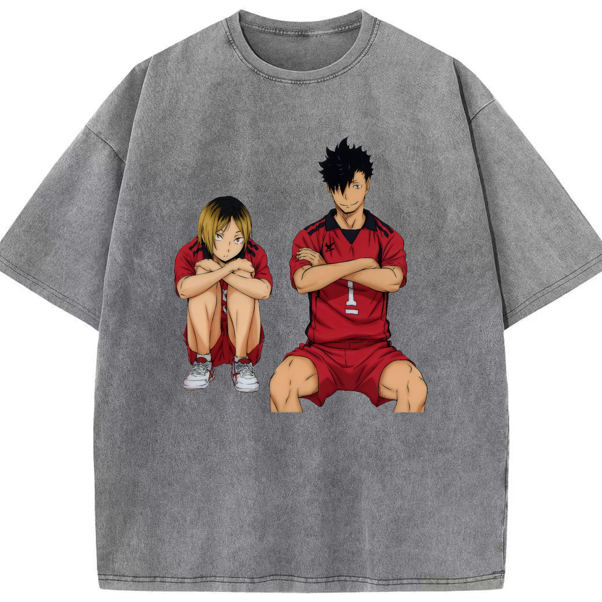 （画像用） ハイキュー!! Haikyu!! 綿100% ヴィンテージ風 半袖Tシャツ（フロントプリント）