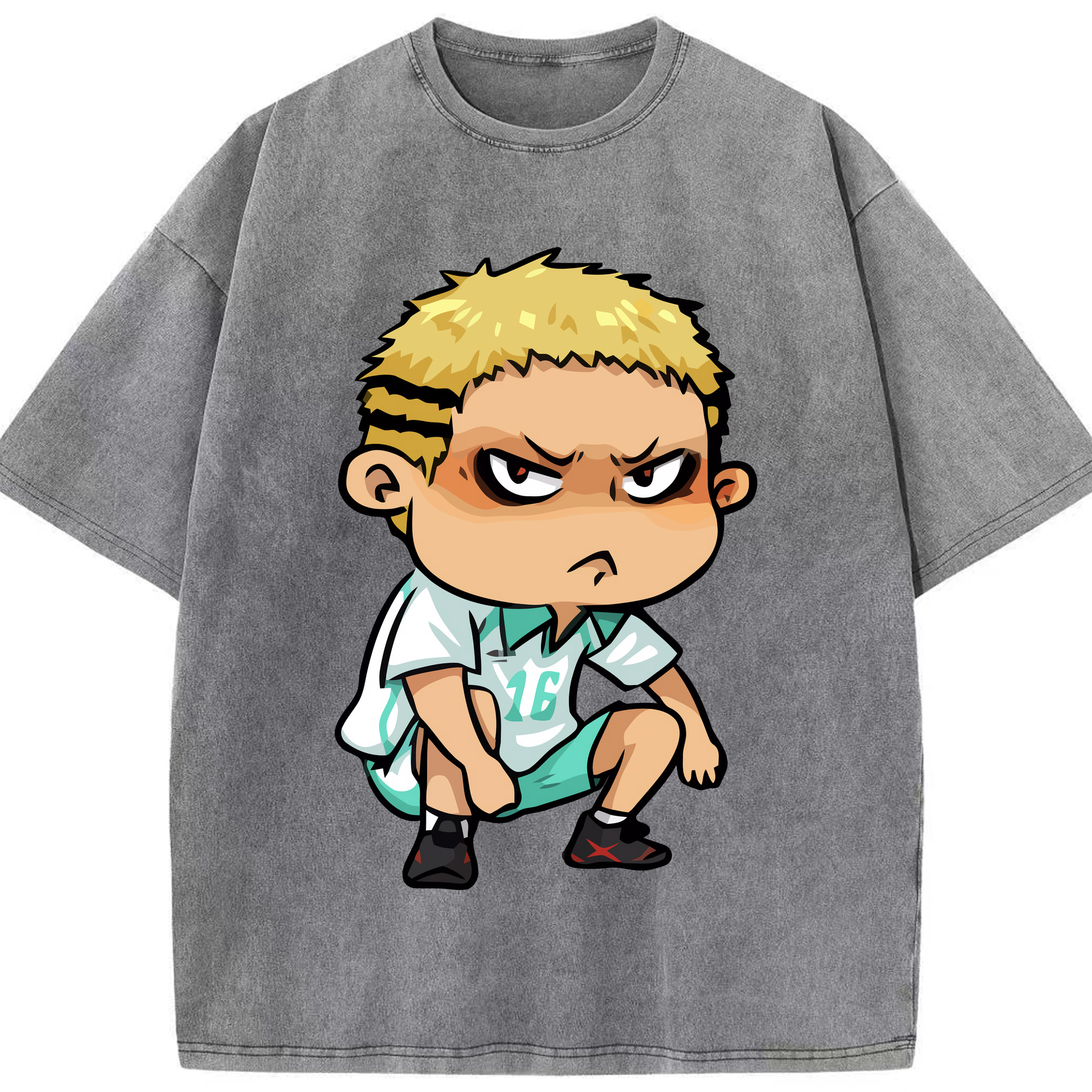 （画像用） ハイキュー!! Haikyu!! 綿100% ヴィンテージ風 半袖Tシャツ（フロントプリント）