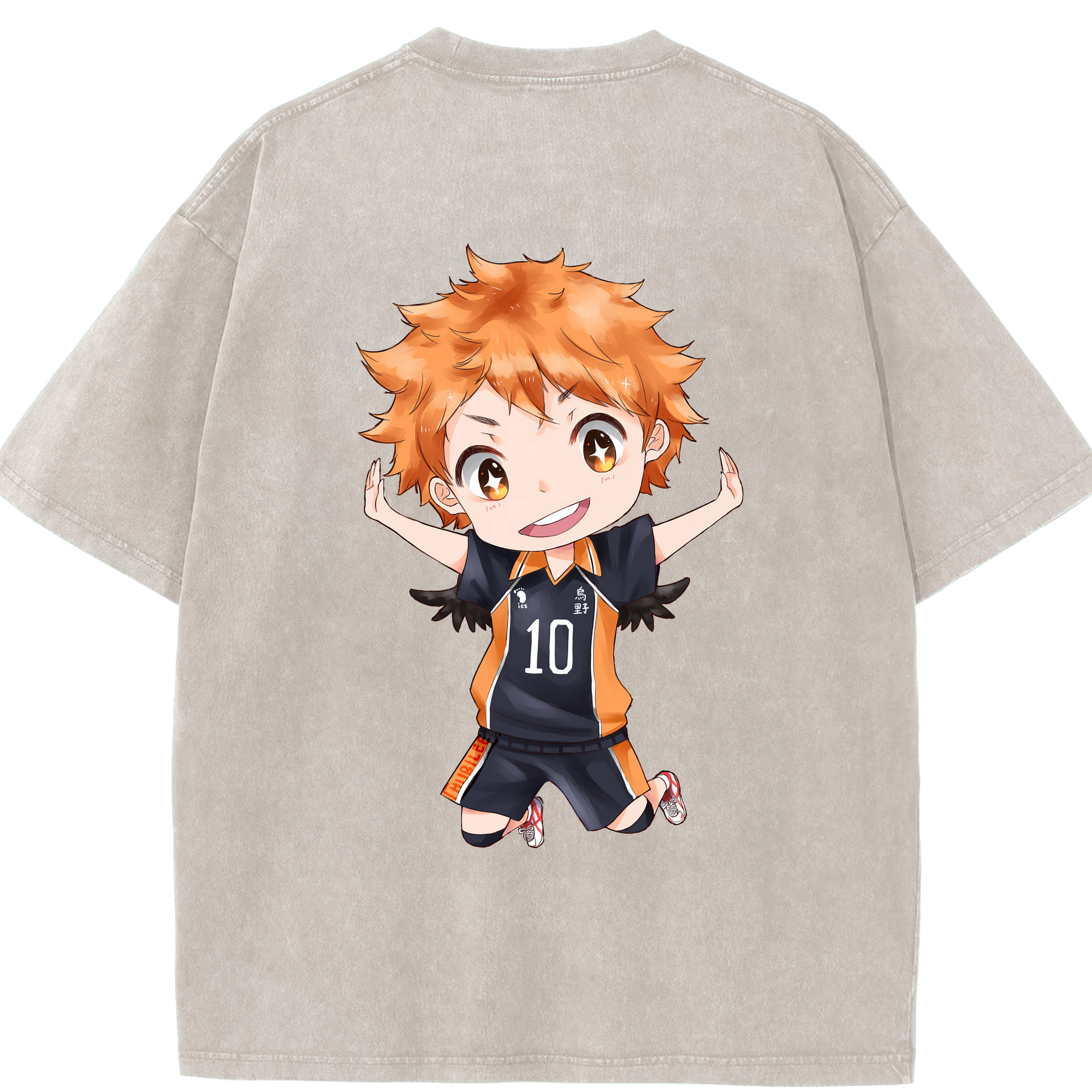 （画像用） ハイキュー!! Haikyu!! 綿100% ヴィンテージ風 半袖Tシャツ（背面プリント）