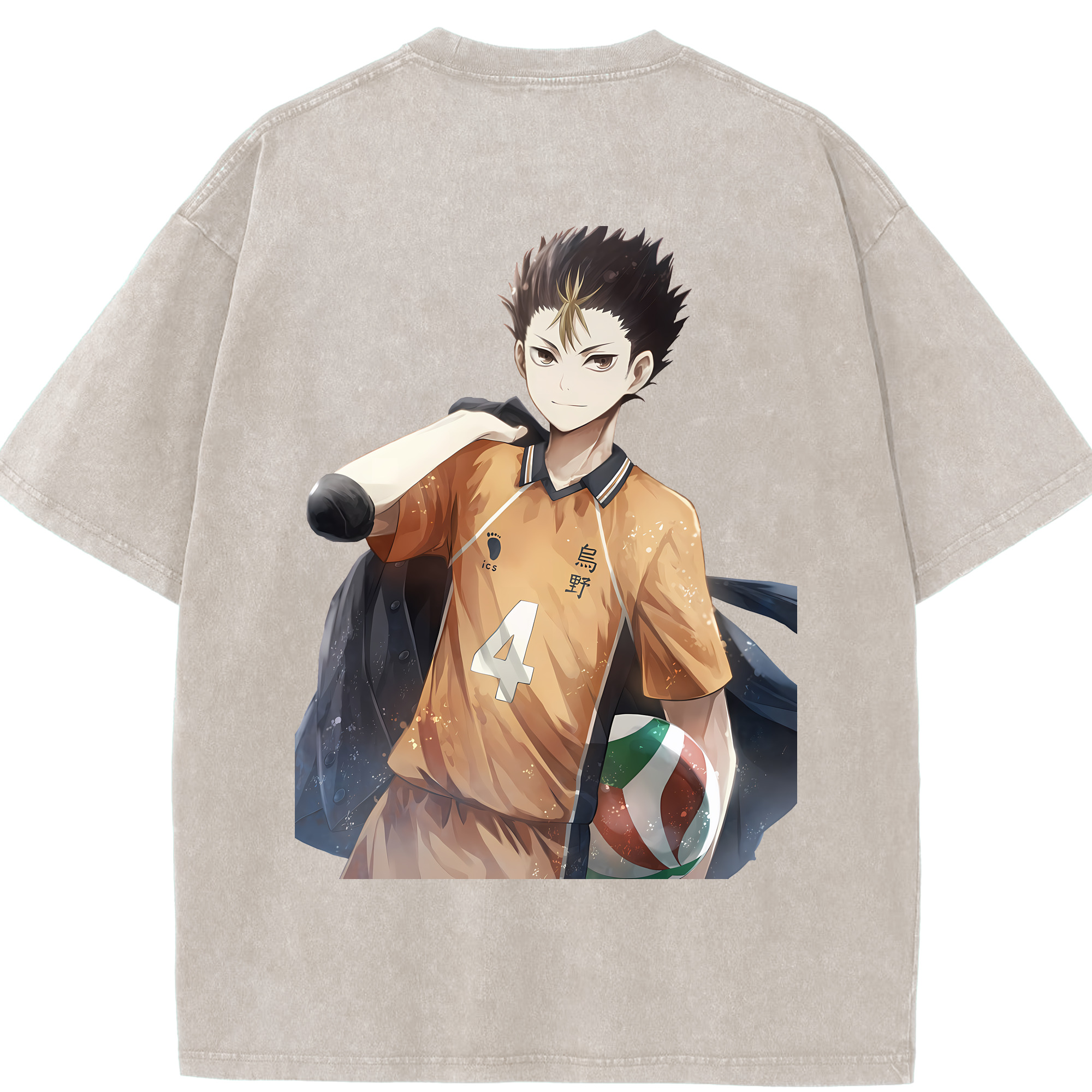 （画像用） ハイキュー!! Haikyu!! 綿100% ヴィンテージ風 半袖Tシャツ（背面プリント）