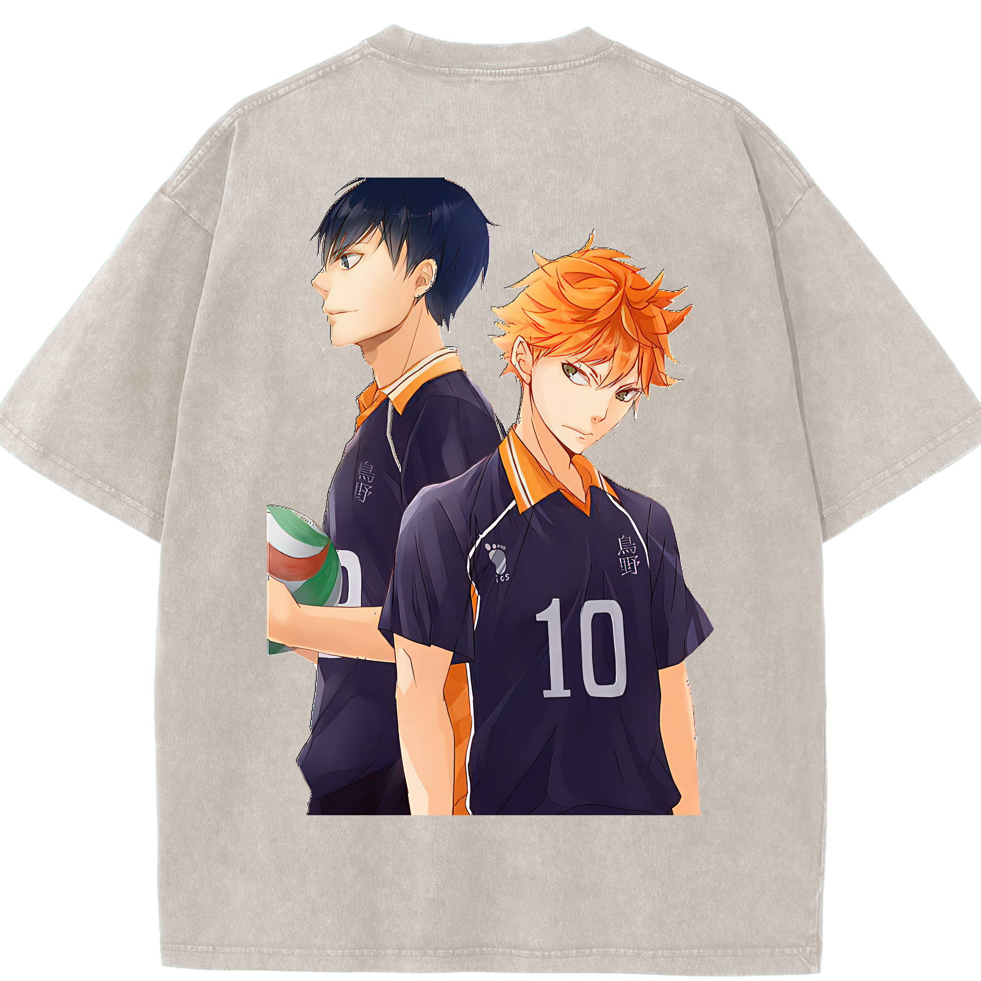 （画像用） ハイキュー!! Haikyu!! 綿100% ヴィンテージ風 半袖Tシャツ（背面プリント）