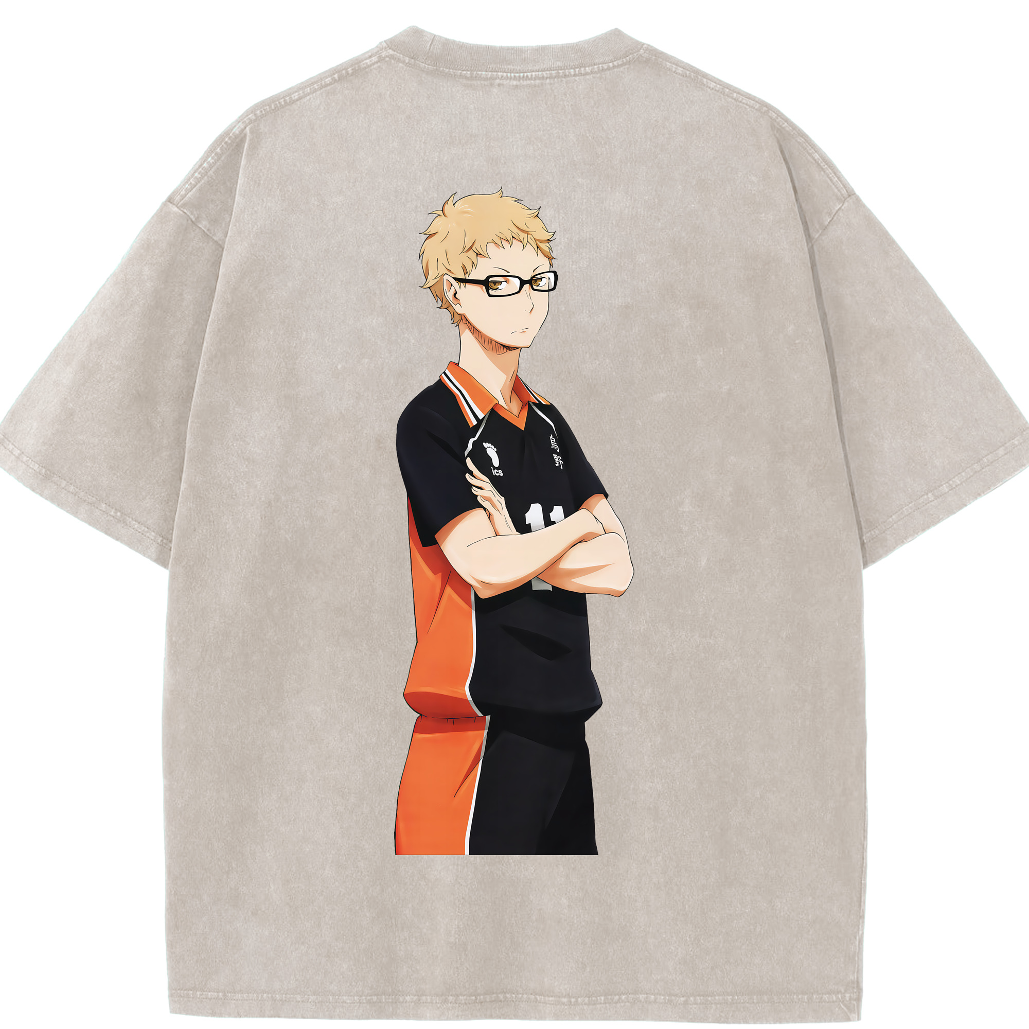 （画像用） ハイキュー!! Haikyu!! 綿100% ヴィンテージ風 半袖Tシャツ（背面プリント）