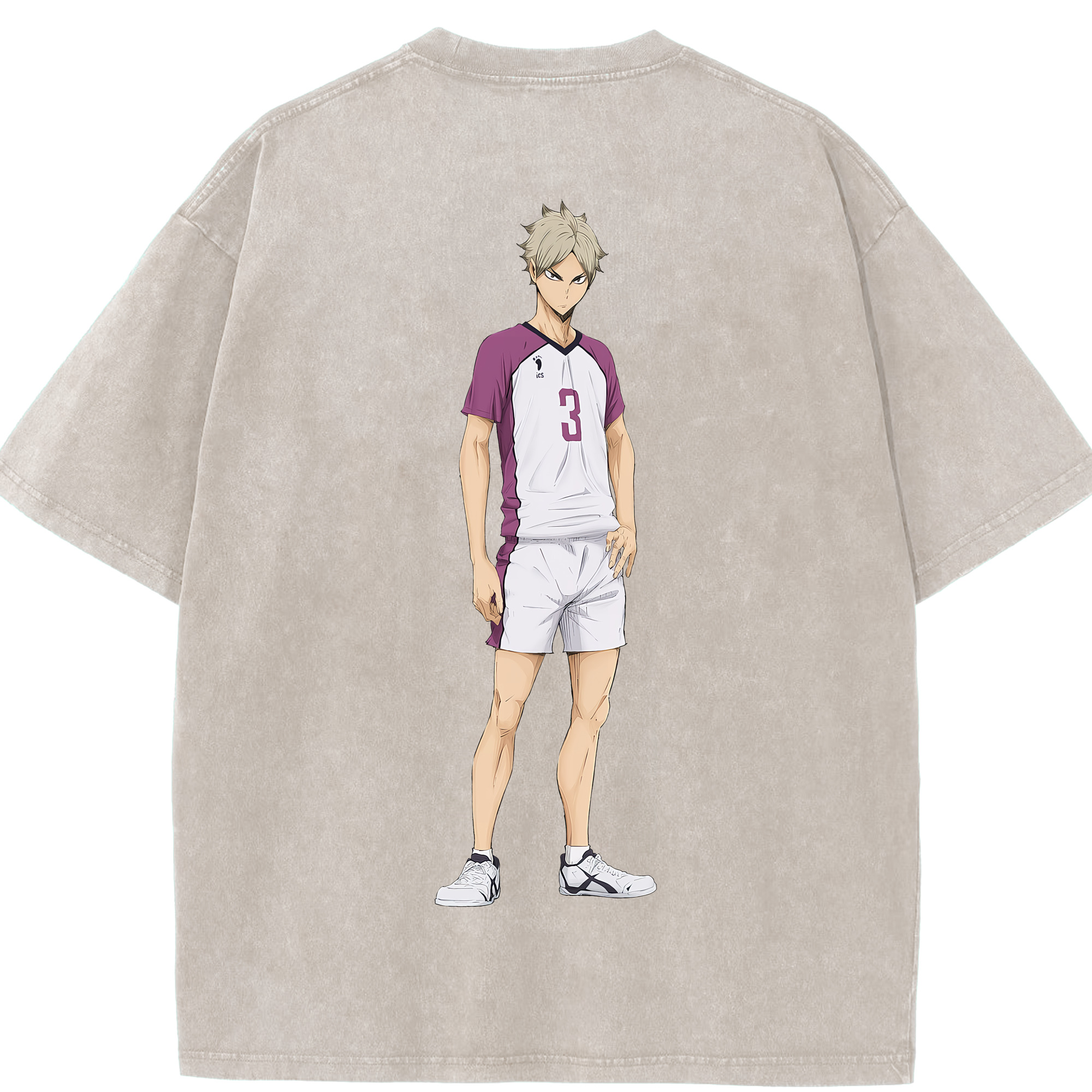 （画像用） ハイキュー!! Haikyu!! 綿100% ヴィンテージ風 半袖Tシャツ（背面プリント）
