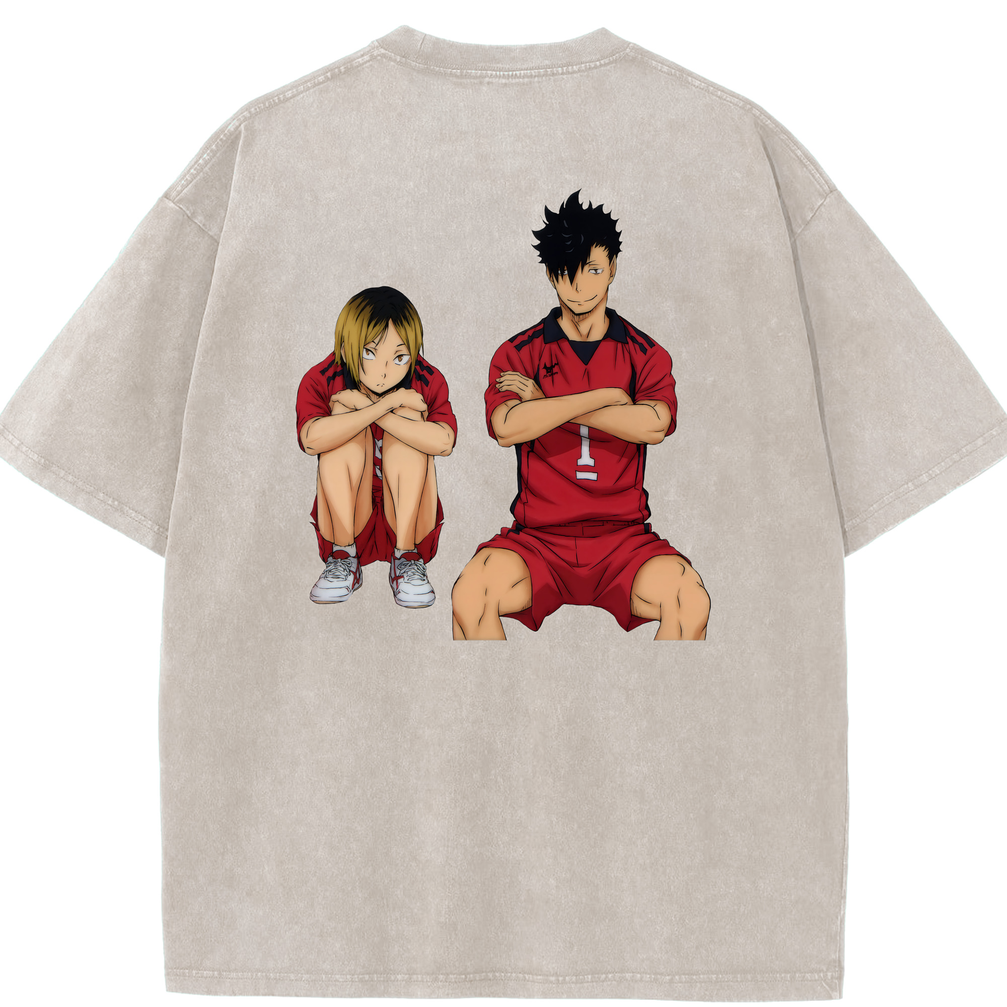 （画像用） ハイキュー!! Haikyu!! 綿100% ヴィンテージ風 半袖Tシャツ（背面プリント）