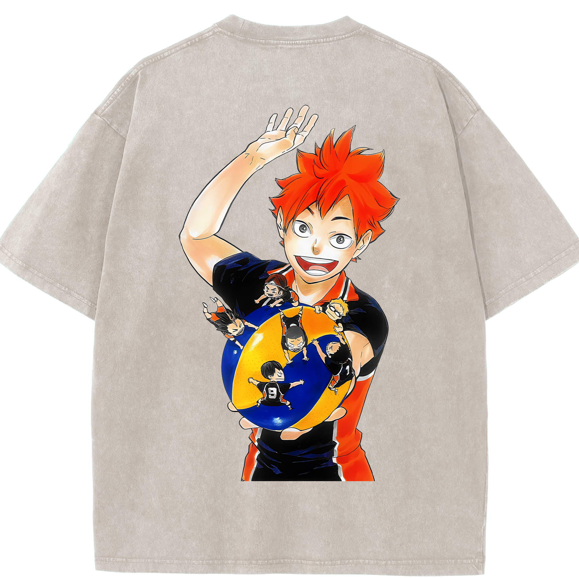 （画像用） ハイキュー!! Haikyu!! 綿100% ヴィンテージ風 半袖Tシャツ（背面プリント）