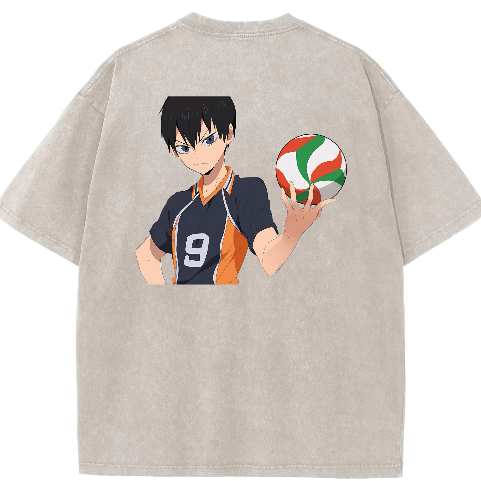 （画像用） ハイキュー!! Haikyu!! 綿100% ヴィンテージ風 半袖Tシャツ（背面プリント）