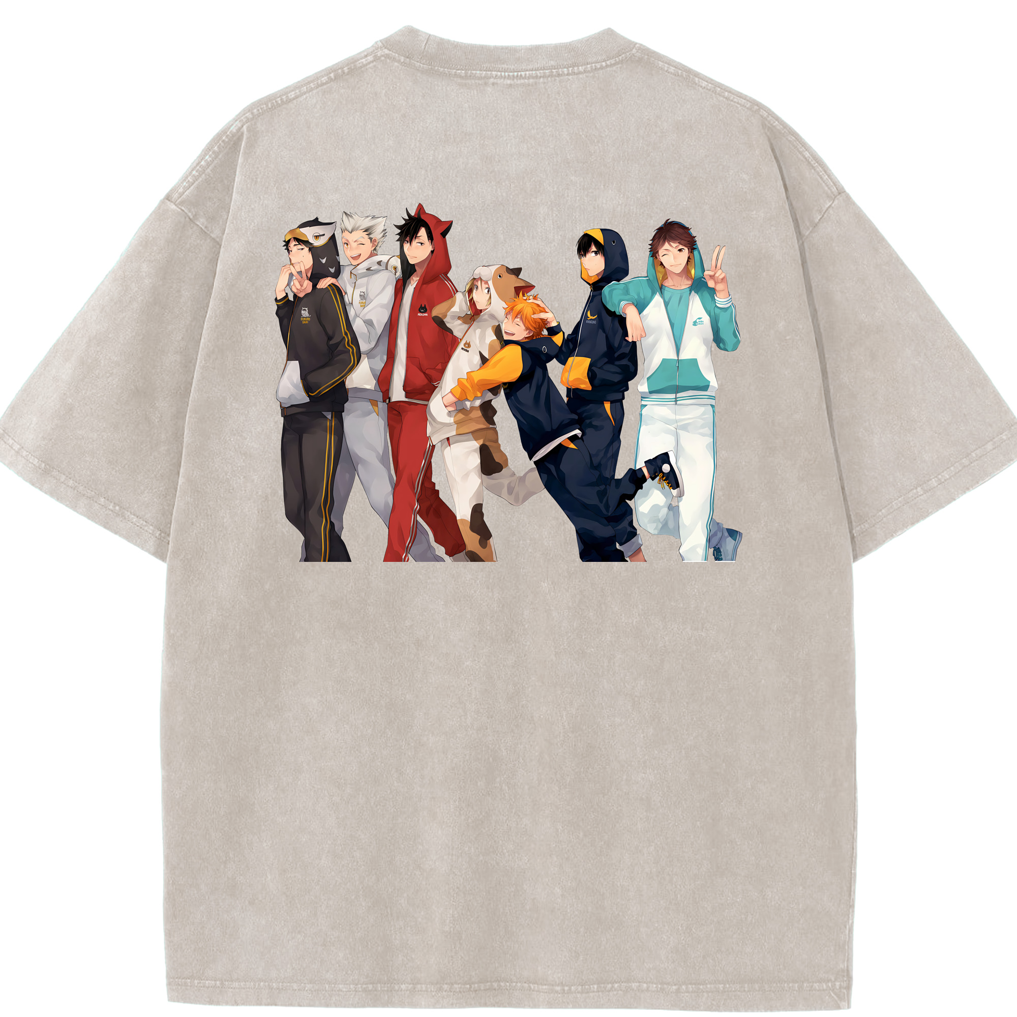（画像用） ハイキュー!! Haikyu!! 綿100% ヴィンテージ風 半袖Tシャツ（背面プリント）