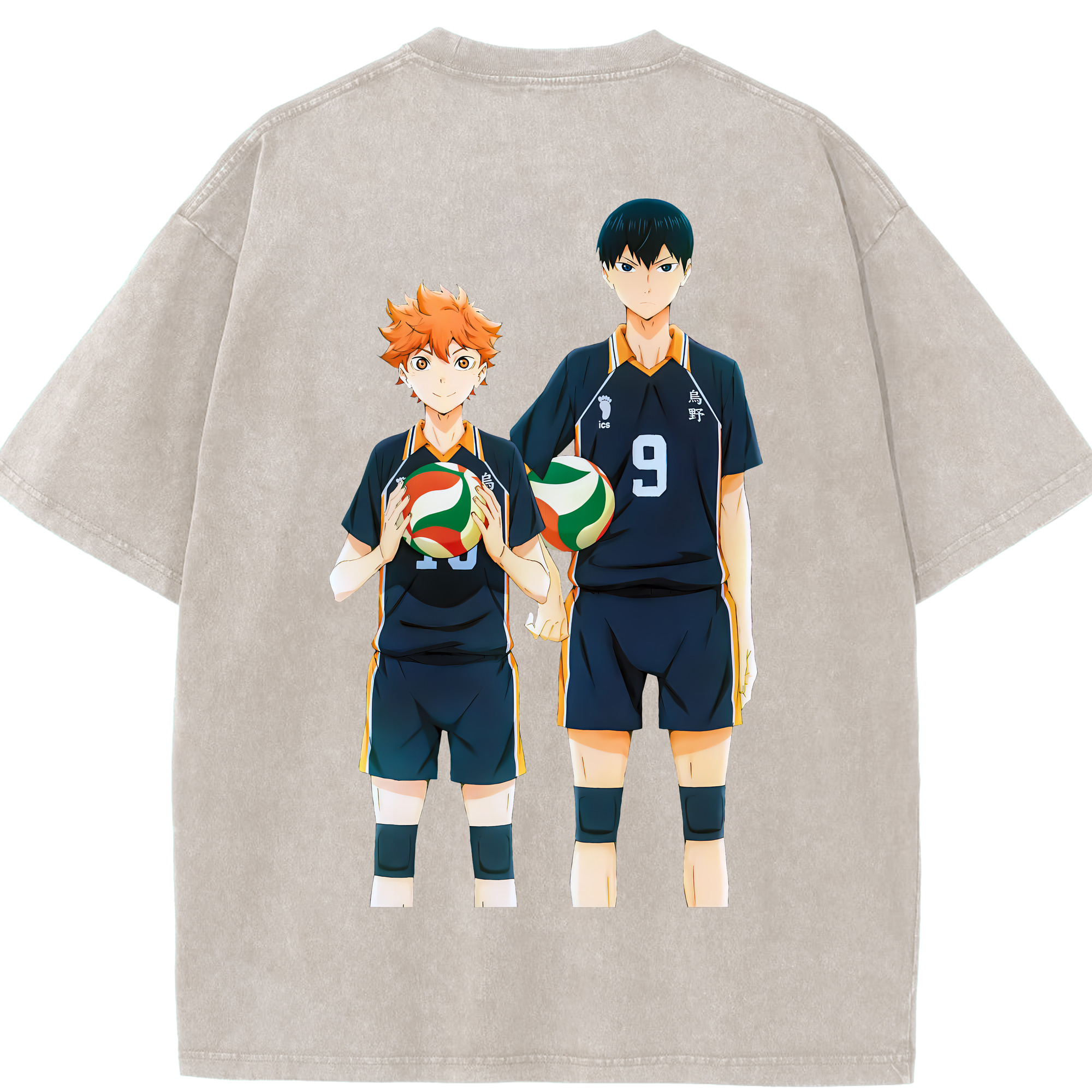 （画像用） ハイキュー!! Haikyu!! 綿100% ヴィンテージ風 半袖Tシャツ（背面プリント）