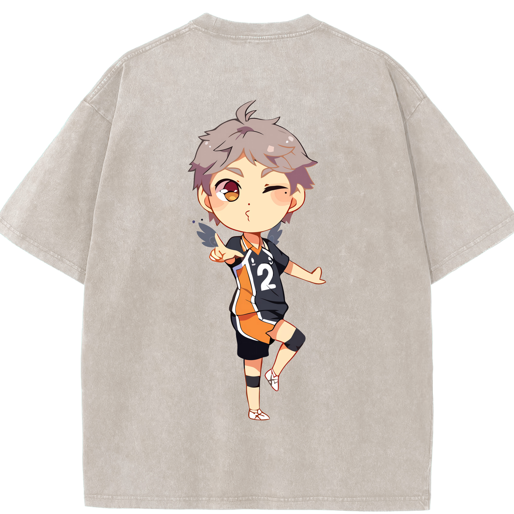 （画像用） ハイキュー!! Haikyu!! 綿100% ヴィンテージ風 半袖Tシャツ（背面プリント）