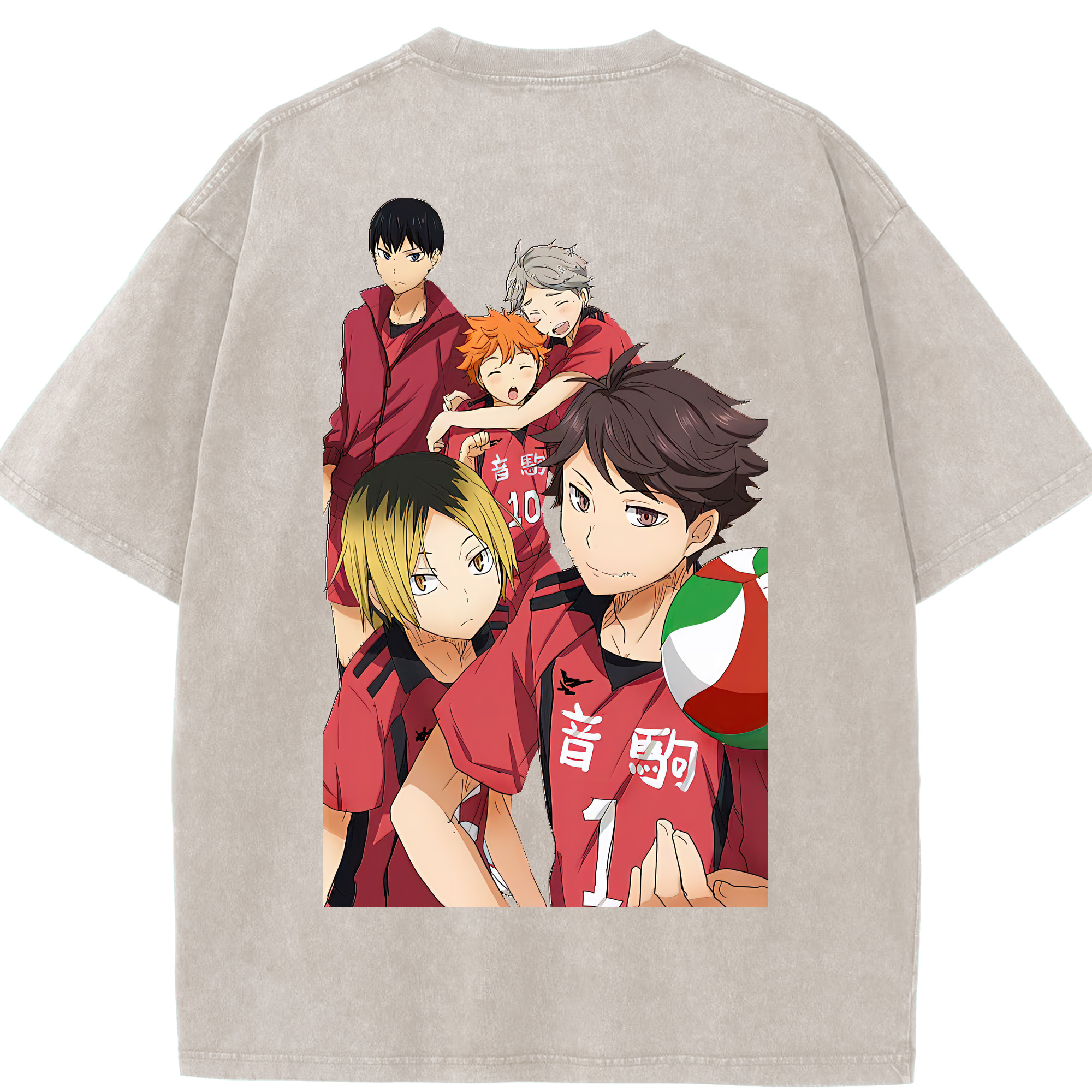 （画像用） ハイキュー!! Haikyu!! 綿100% ヴィンテージ風 半袖Tシャツ（背面プリント）
