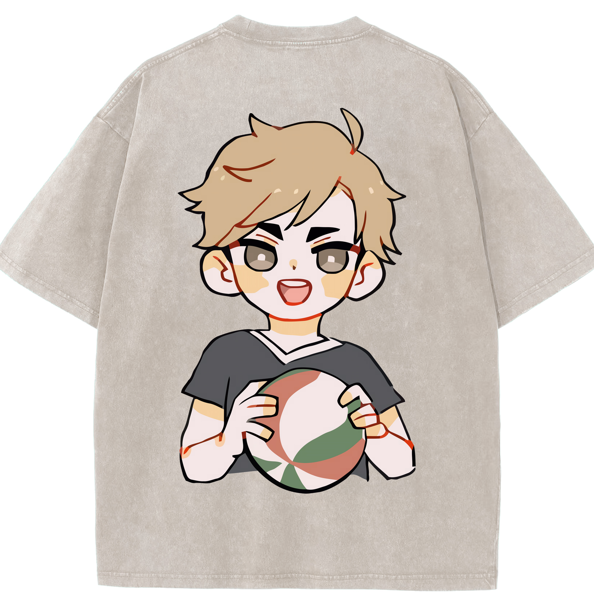 （画像用） ハイキュー!! Haikyu!! 綿100% ヴィンテージ風 半袖Tシャツ（背面プリント）