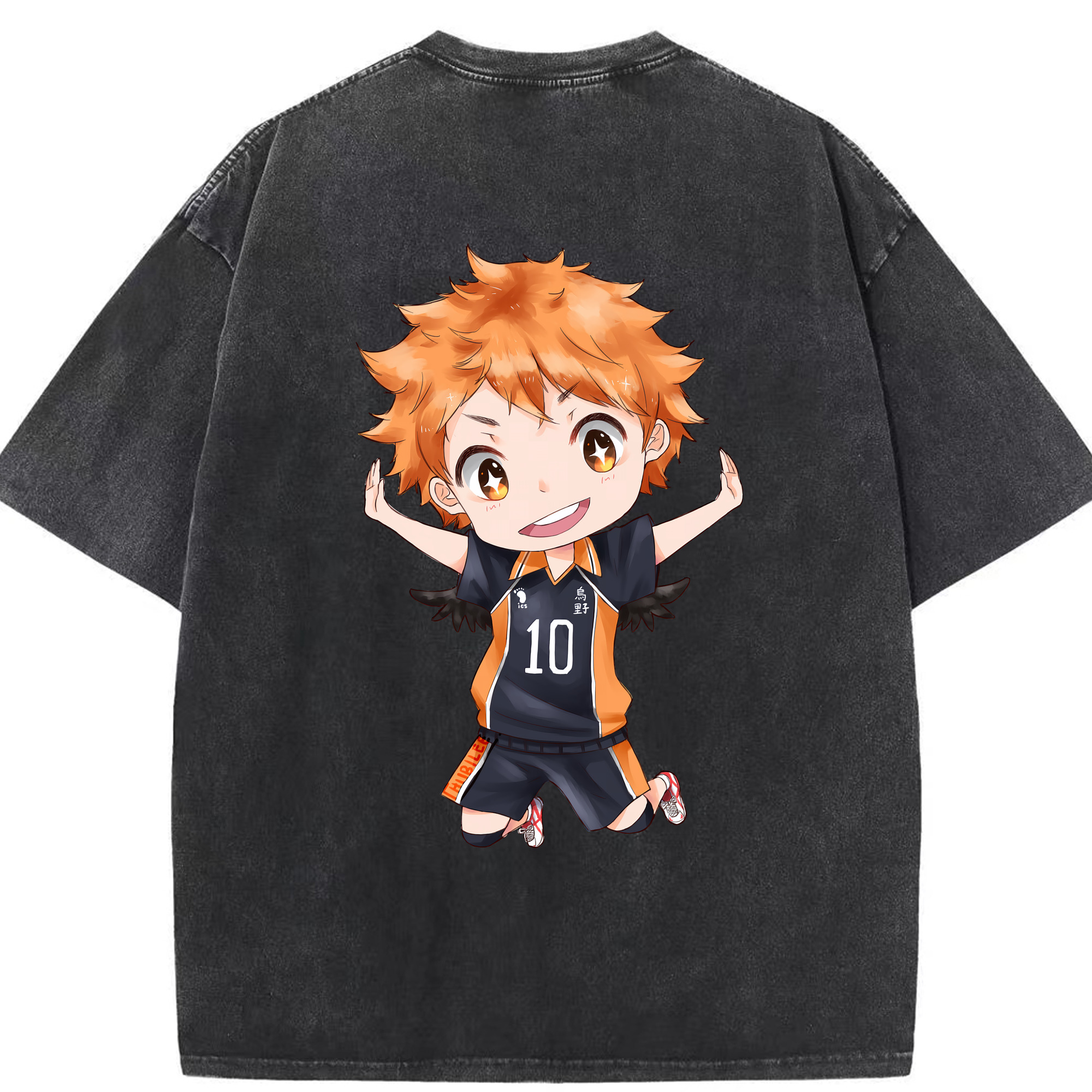（画像用） ハイキュー!! Haikyu!! 綿100% ヴィンテージ風 半袖Tシャツ（背面プリント）