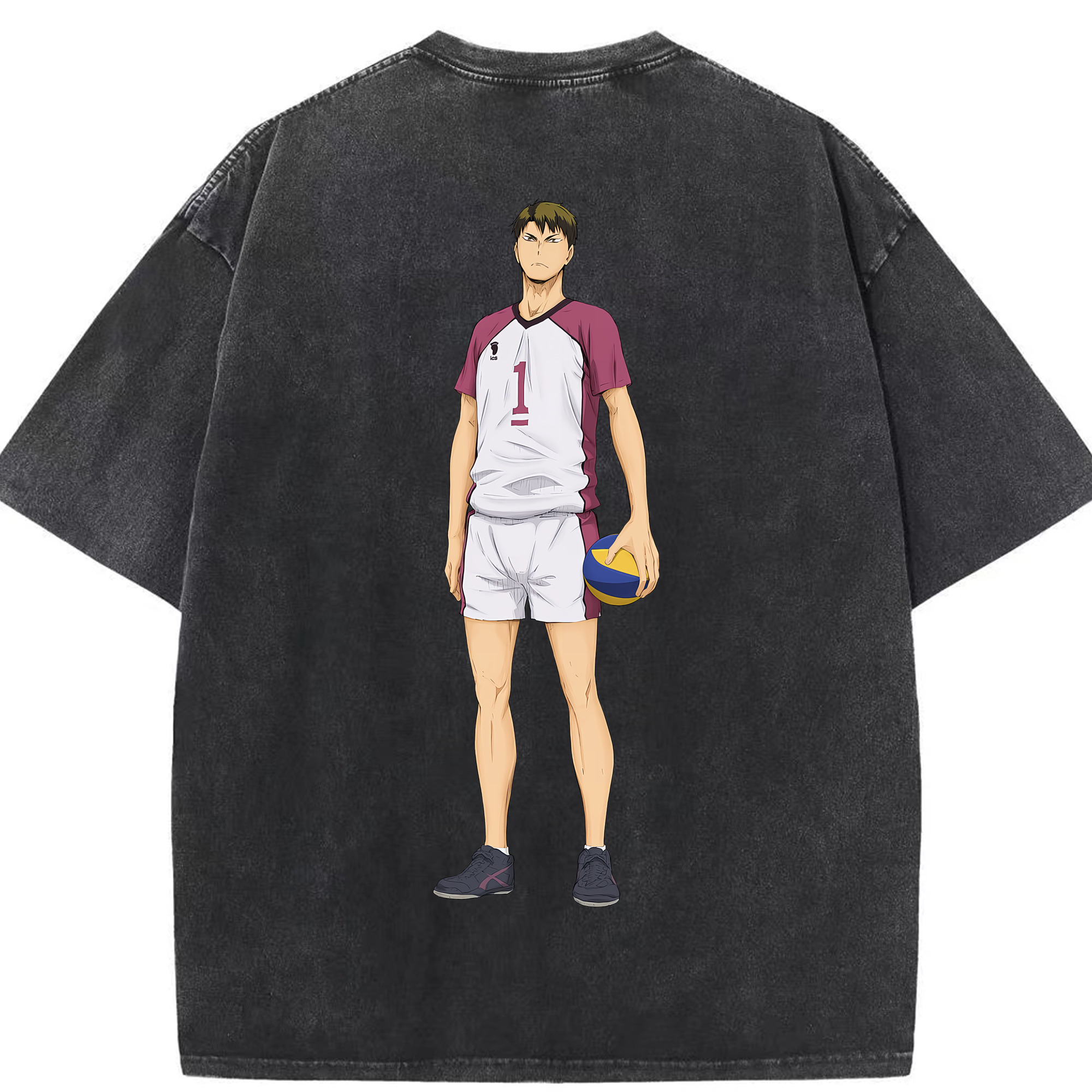 （画像用） ハイキュー!! Haikyu!! 綿100% ヴィンテージ風 半袖Tシャツ（背面プリント）