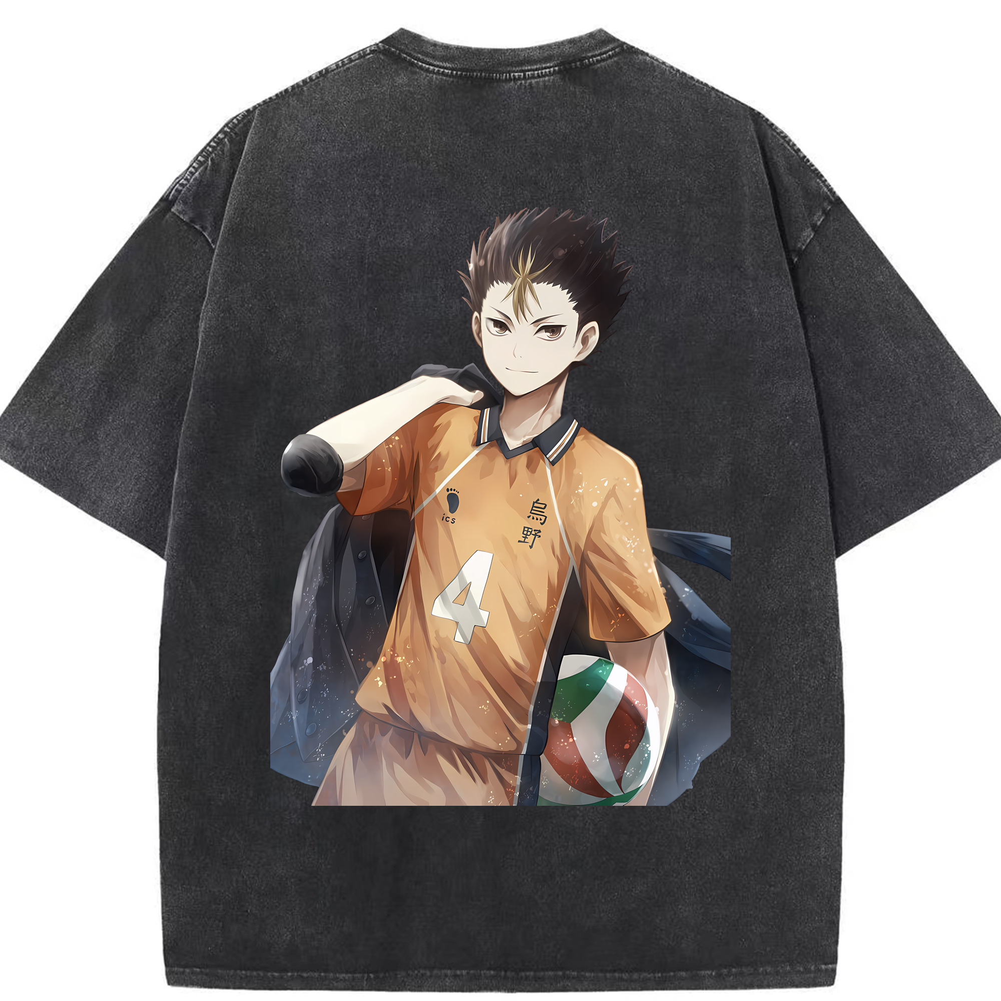（画像用） ハイキュー!! Haikyu!! 綿100% ヴィンテージ風 半袖Tシャツ（背面プリント）