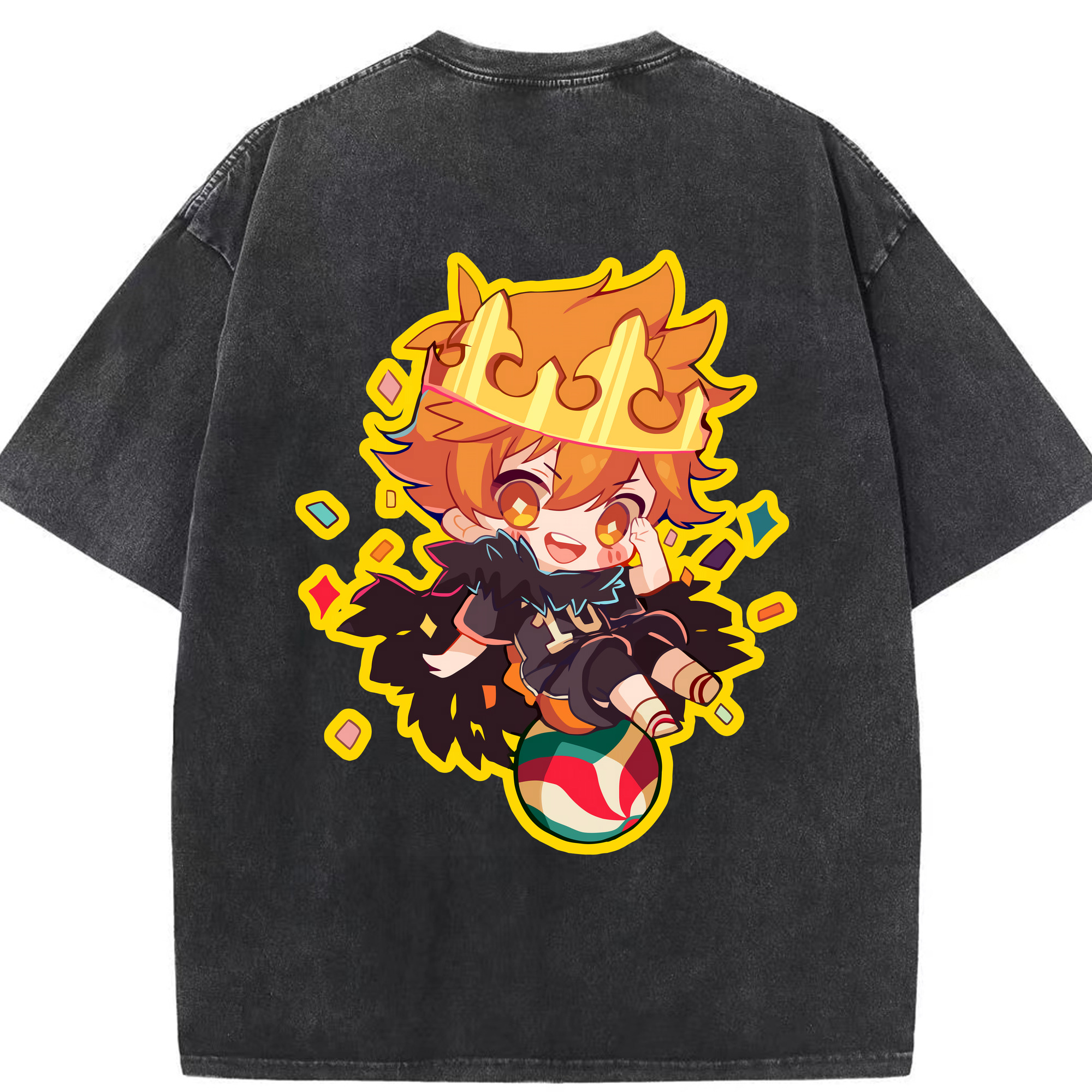（画像用） ハイキュー!! Haikyu!! 綿100% ヴィンテージ風 半袖Tシャツ（背面プリント）