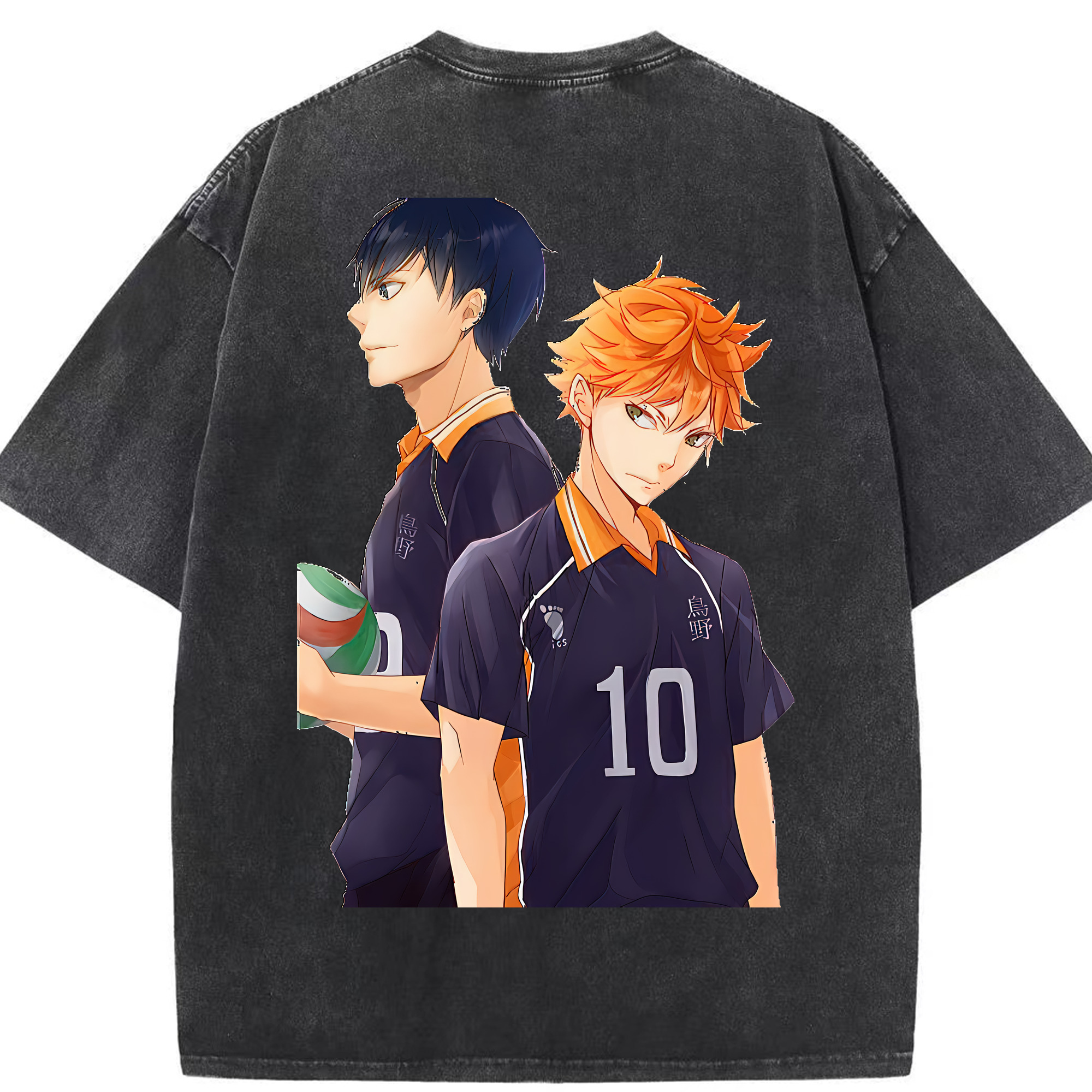 （画像用） ハイキュー!! Haikyu!! 綿100% ヴィンテージ風 半袖Tシャツ（背面プリント）