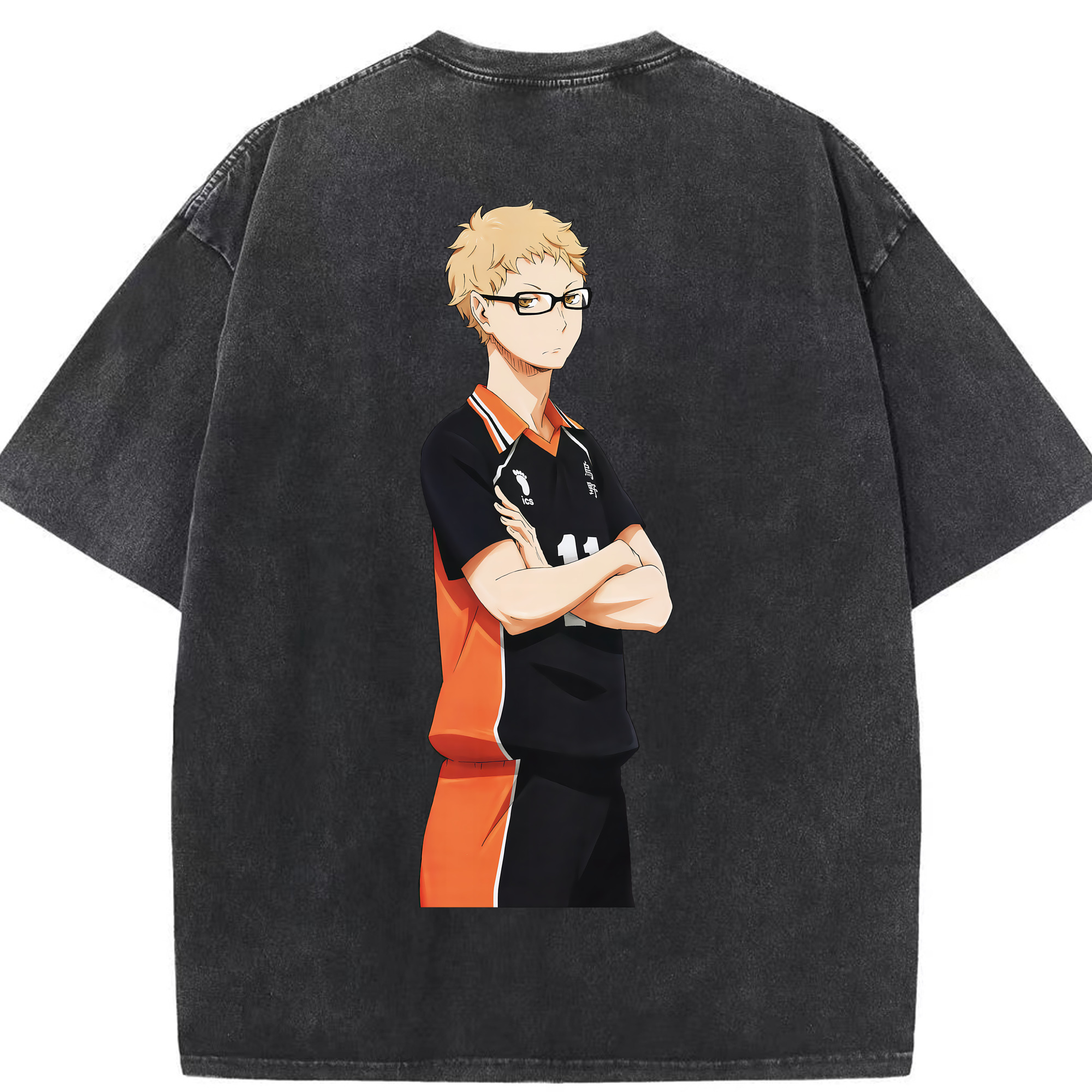 （画像用） ハイキュー!! Haikyu!! 綿100% ヴィンテージ風 半袖Tシャツ（背面プリント）