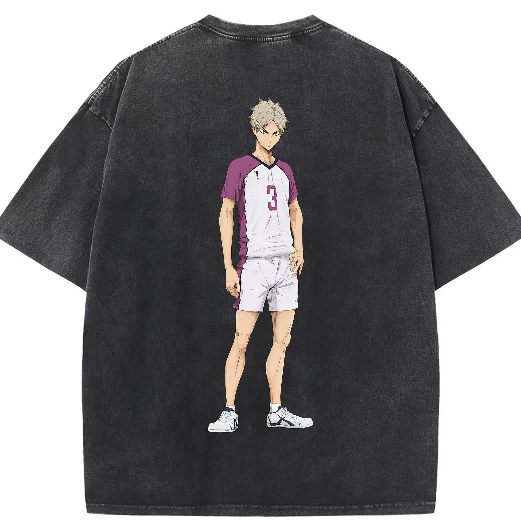 （画像用） ハイキュー!! Haikyu!! 綿100% ヴィンテージ風 半袖Tシャツ（背面プリント）