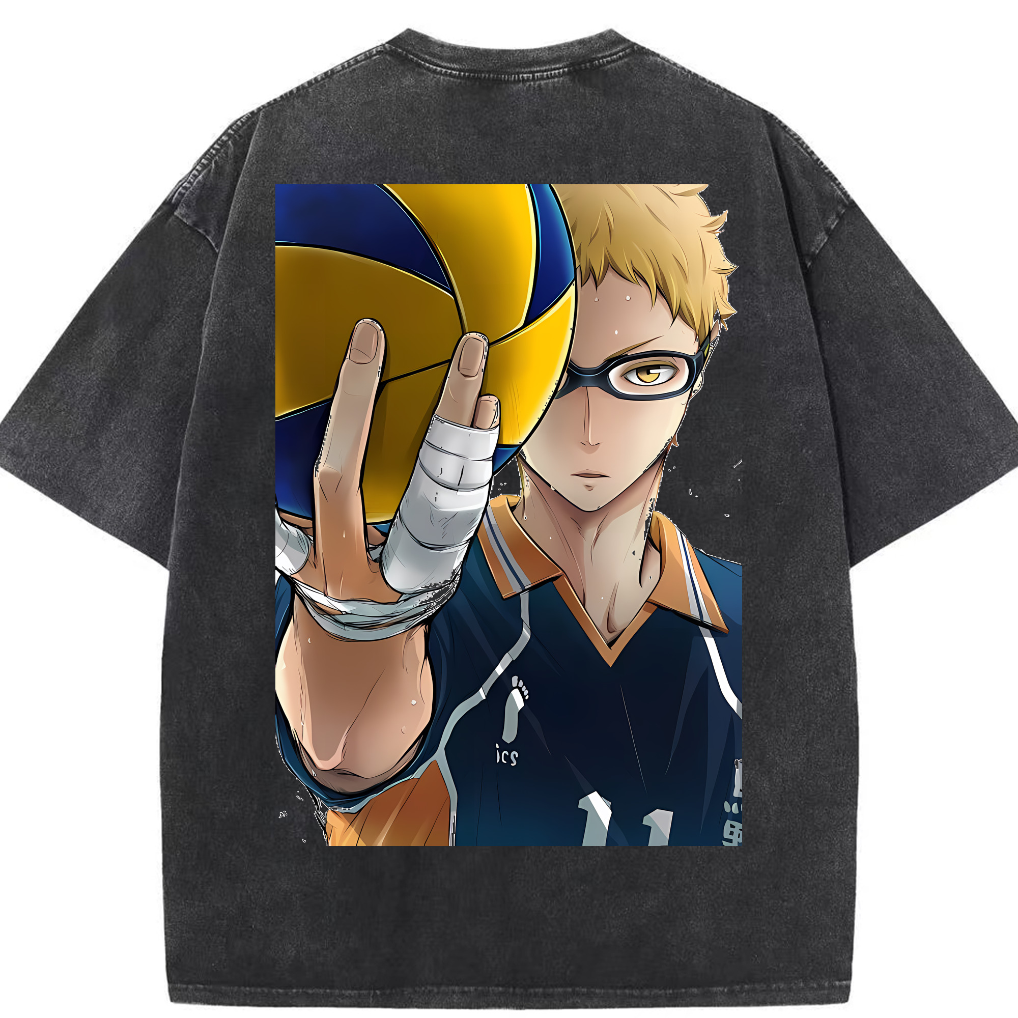 （画像用） ハイキュー!! Haikyu!! 綿100% ヴィンテージ風 半袖Tシャツ（背面プリント）