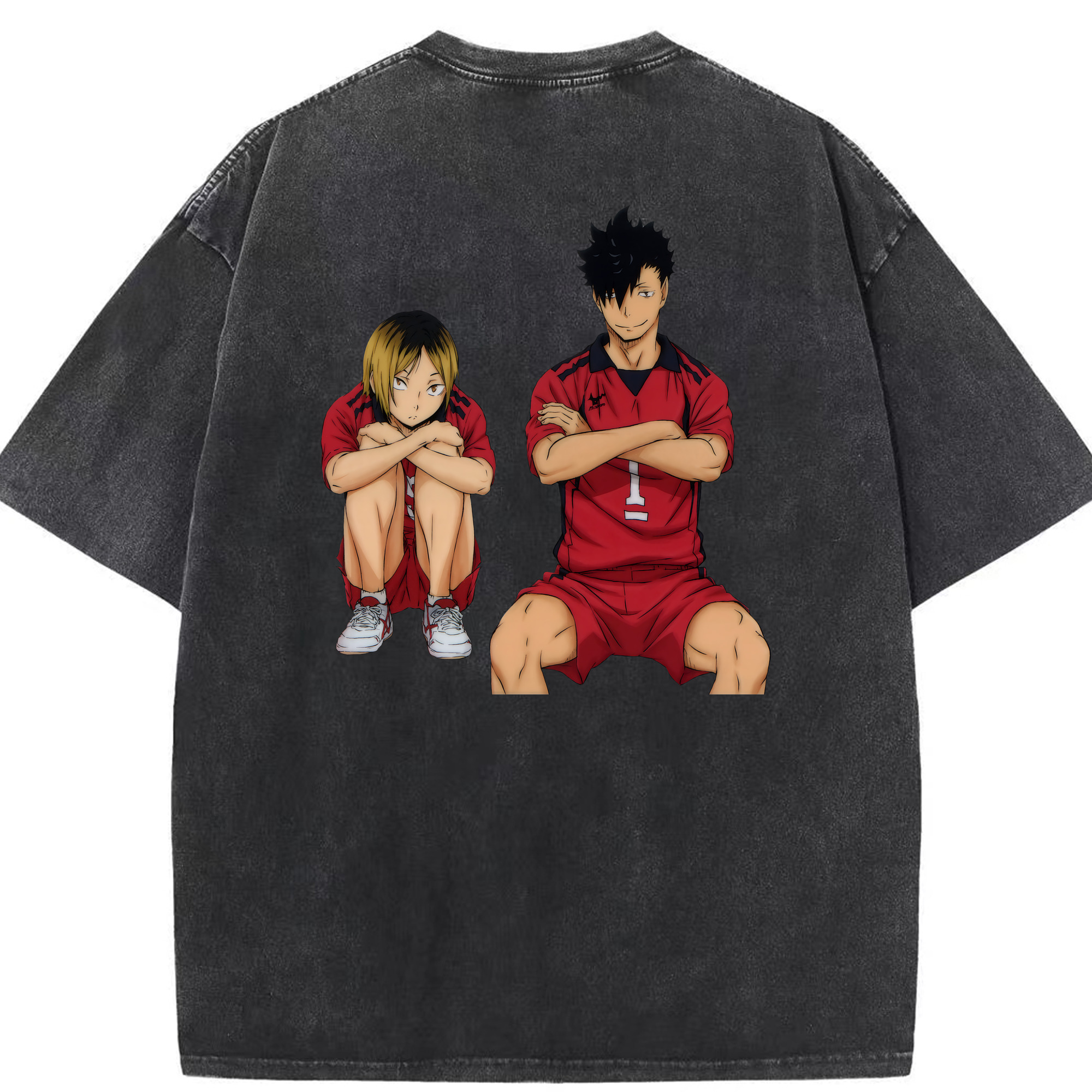 （画像用） ハイキュー!! Haikyu!! 綿100% ヴィンテージ風 半袖Tシャツ（背面プリント）