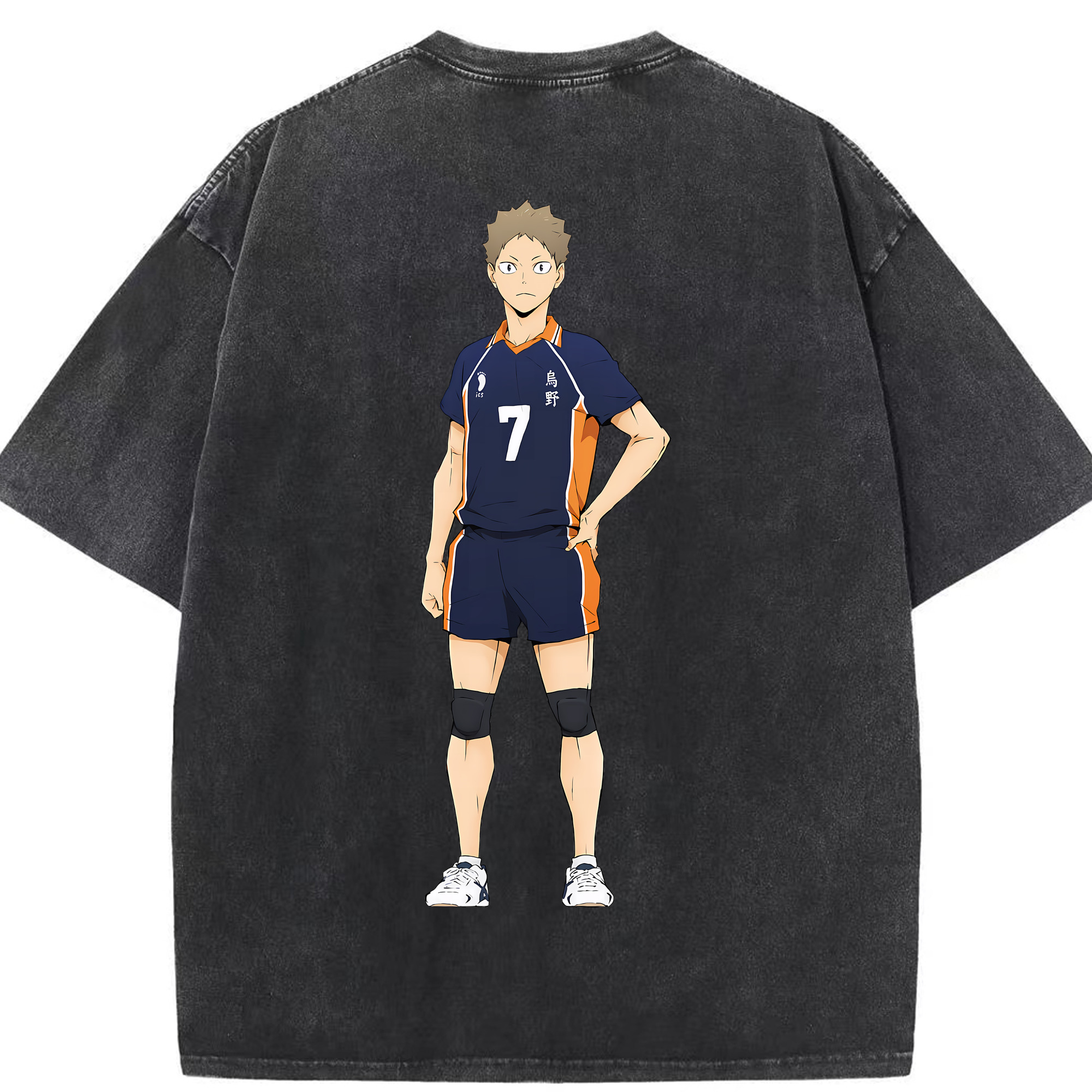 （画像用） ハイキュー!! Haikyu!! 綿100% ヴィンテージ風 半袖Tシャツ（背面プリント）
