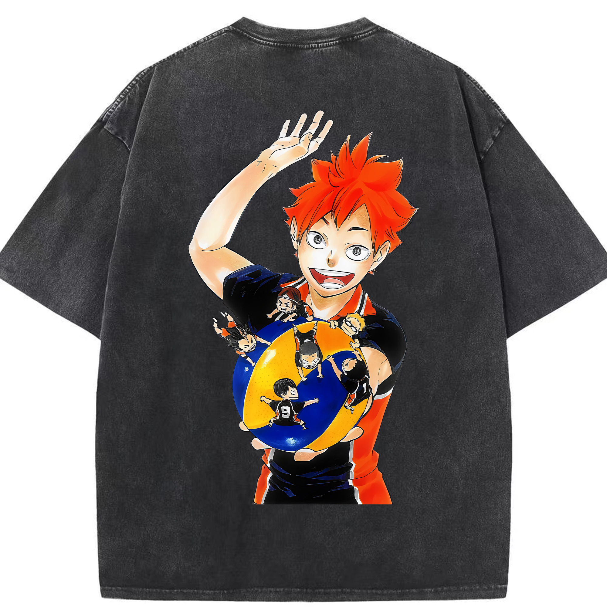 （画像用） ハイキュー!! Haikyu!! 綿100% ヴィンテージ風 半袖Tシャツ（背面プリント）