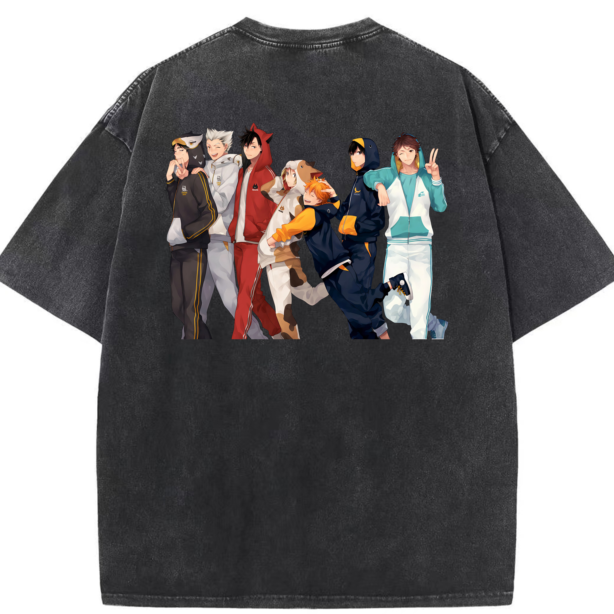 （画像用） ハイキュー!! Haikyu!! 綿100% ヴィンテージ風 半袖Tシャツ（背面プリント）