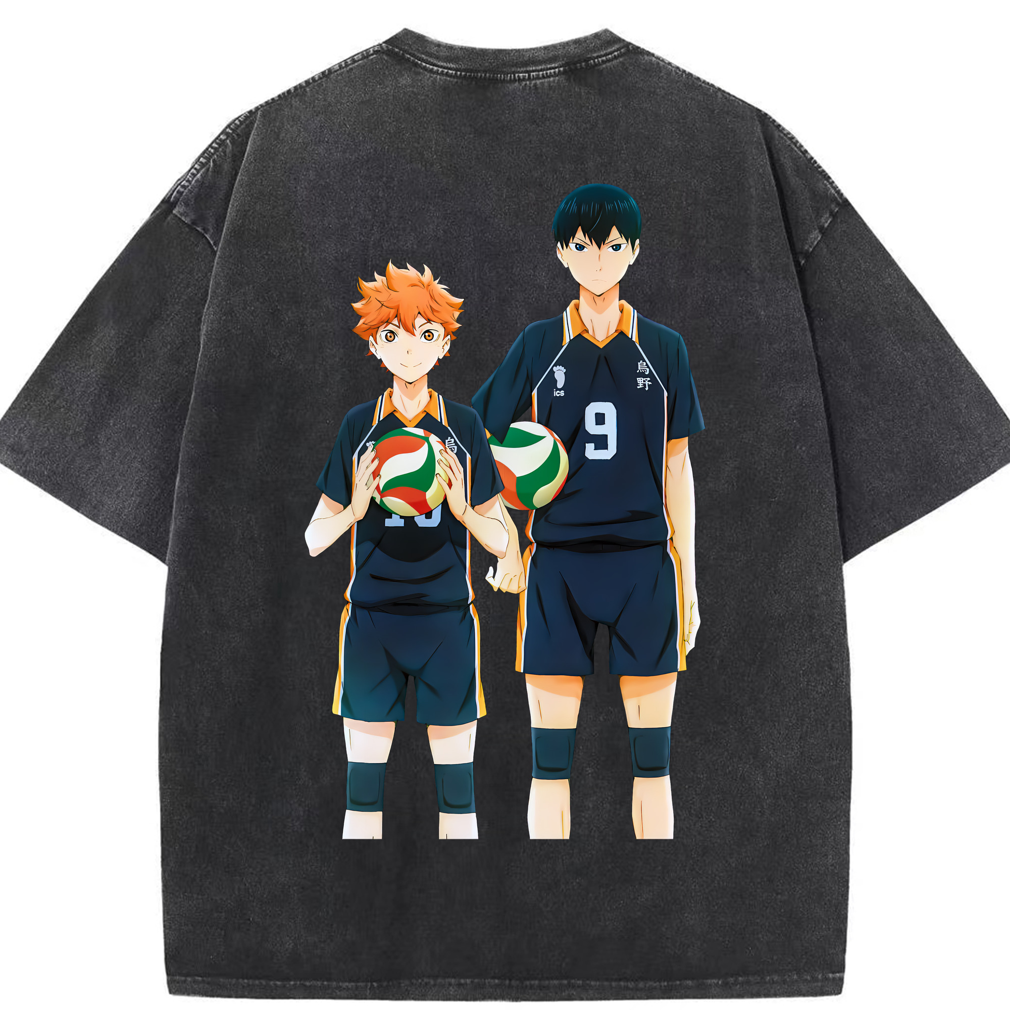 （画像用） ハイキュー!! Haikyu!! 綿100% ヴィンテージ風 半袖Tシャツ（背面プリント）