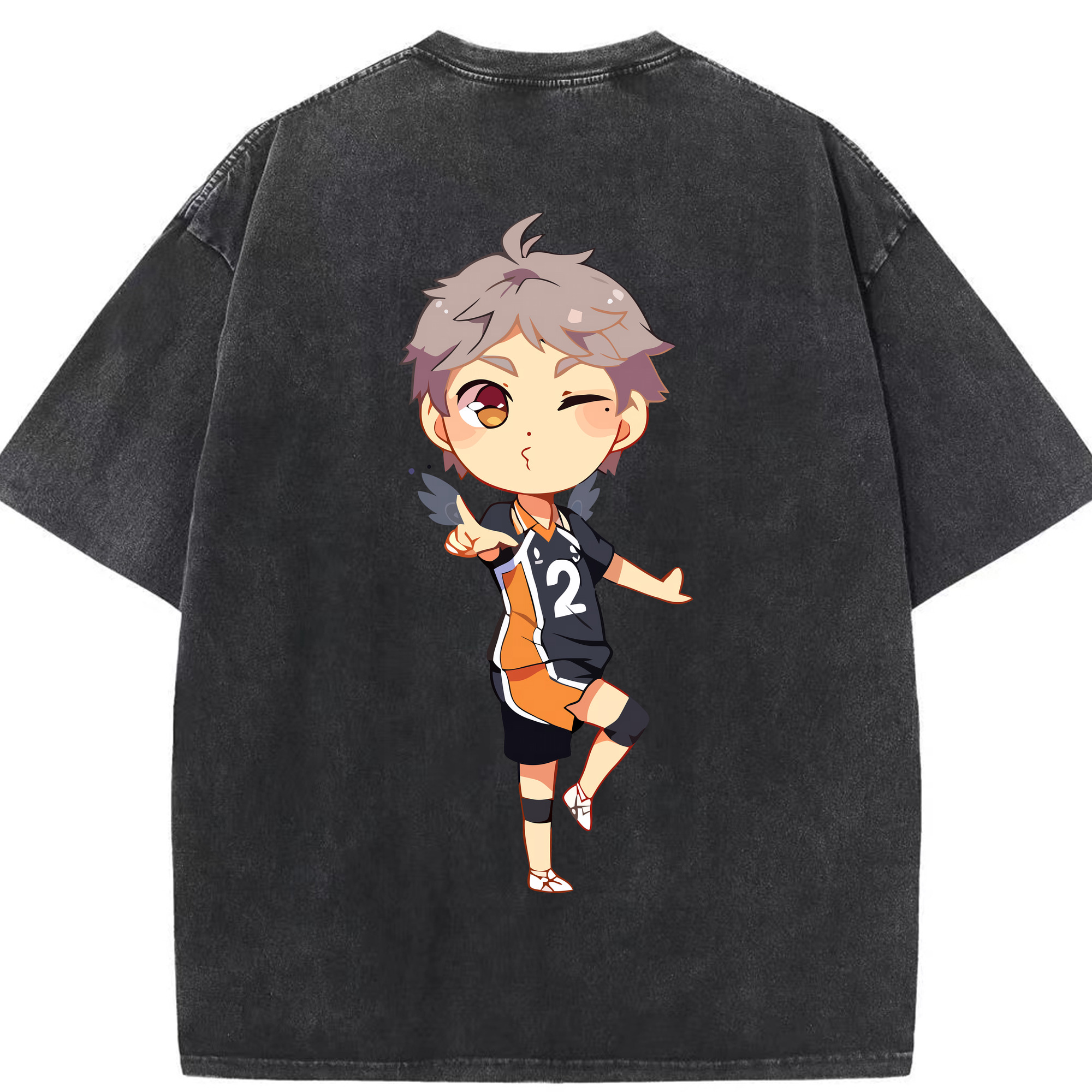 （画像用） ハイキュー!! Haikyu!! 綿100% ヴィンテージ風 半袖Tシャツ（背面プリント）