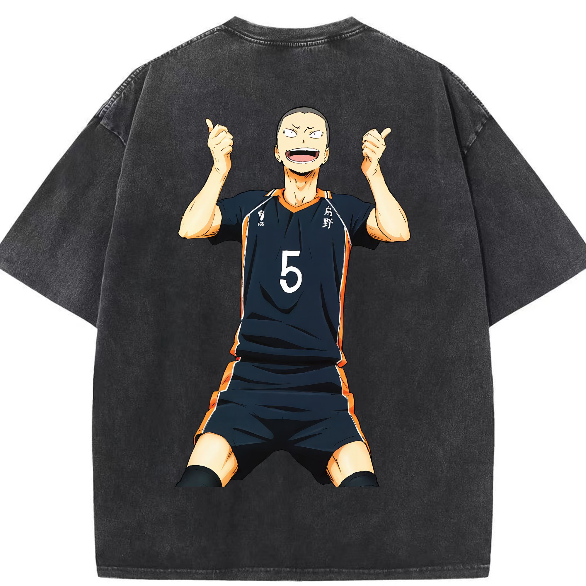 （画像用） ハイキュー!! Haikyu!! 綿100% ヴィンテージ風 半袖Tシャツ（背面プリント）