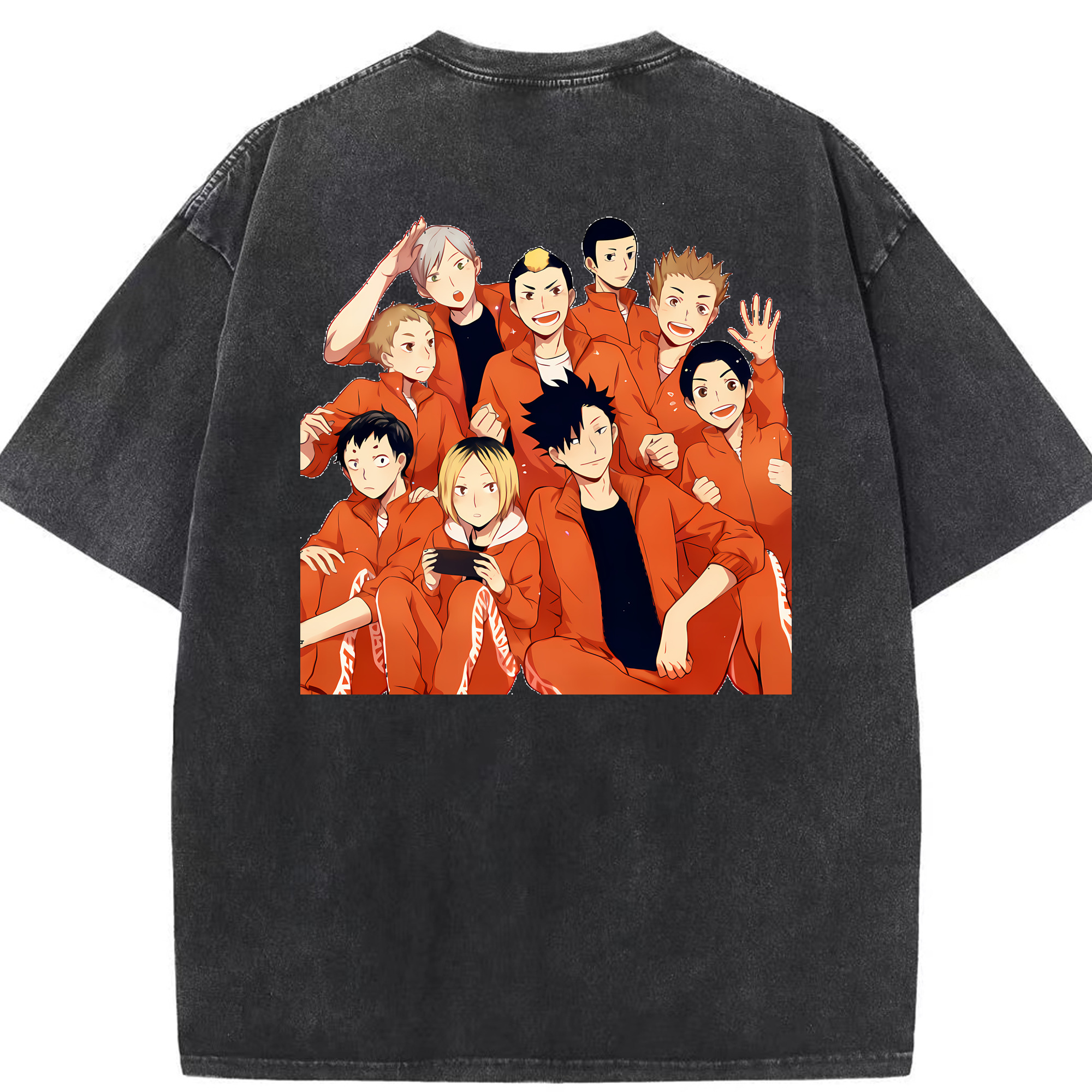 （画像用） ハイキュー!! Haikyu!! 綿100% ヴィンテージ風 半袖Tシャツ（背面プリント）