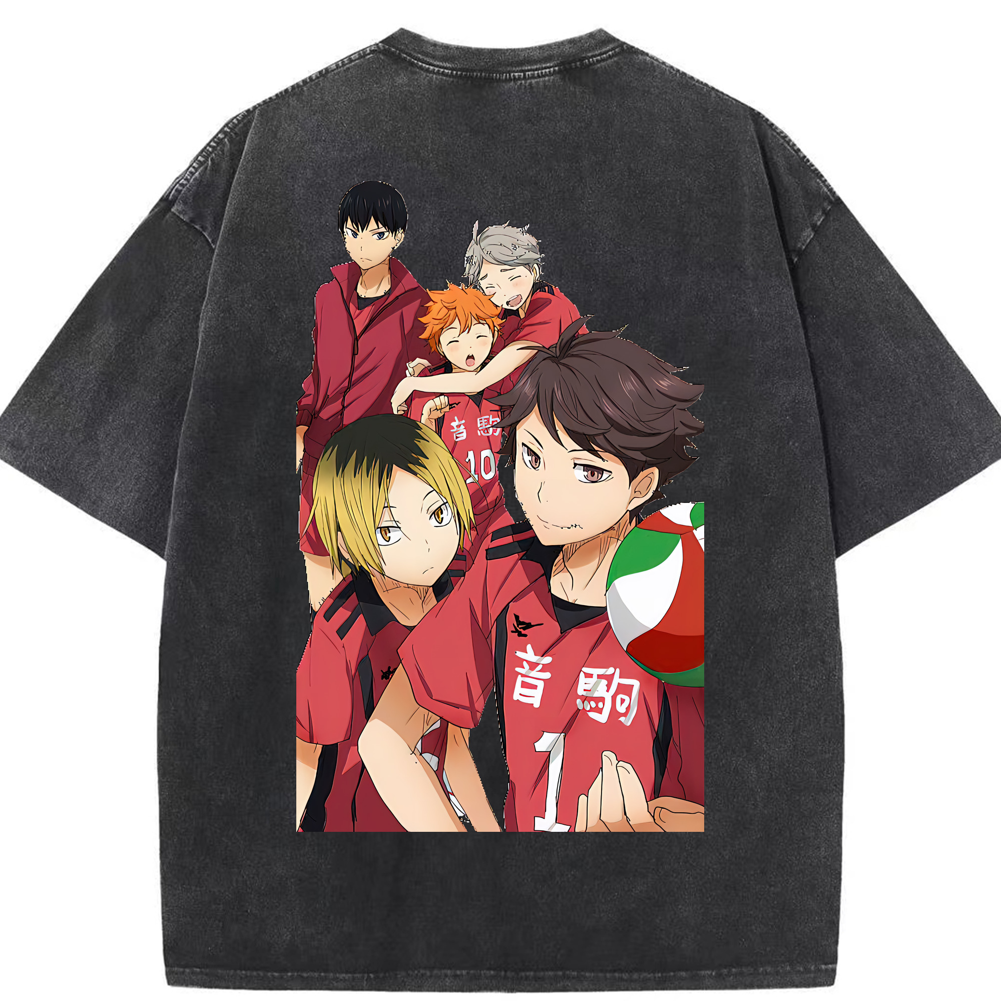 （画像用） ハイキュー!! Haikyu!! 綿100% ヴィンテージ風 半袖Tシャツ（背面プリント）
