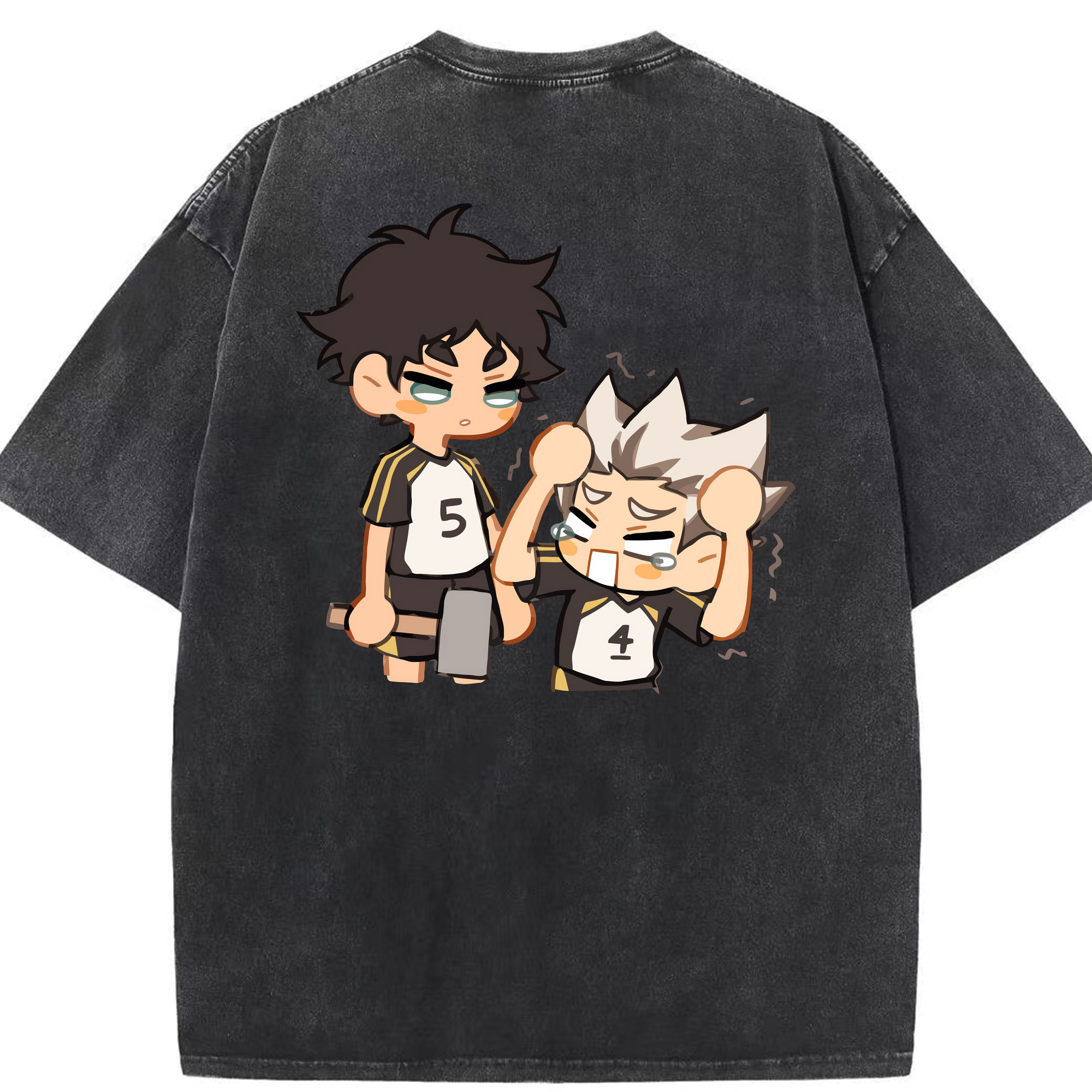 （画像用） ハイキュー!! Haikyu!! 綿100% ヴィンテージ風 半袖Tシャツ（背面プリント）