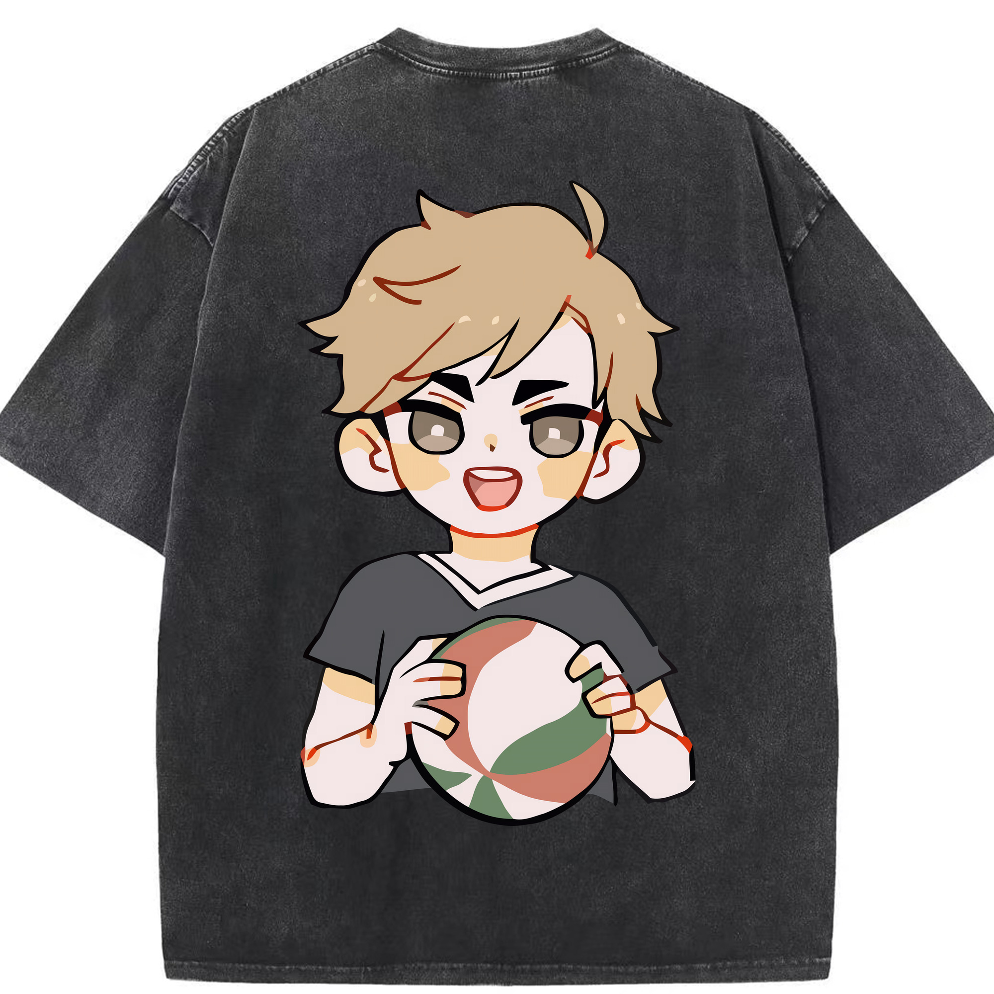 （画像用） ハイキュー!! Haikyu!! 綿100% ヴィンテージ風 半袖Tシャツ（背面プリント）