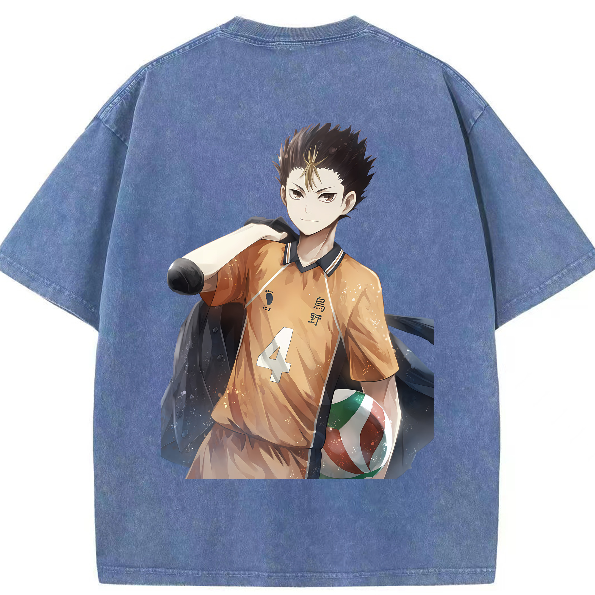 （画像用） ハイキュー!! Haikyu!! 綿100% ヴィンテージ風 半袖Tシャツ（背面プリント）