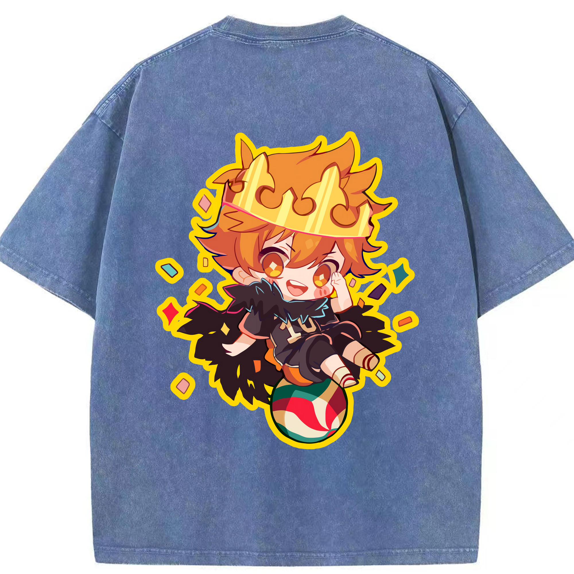 （画像用） ハイキュー!! Haikyu!! 綿100% ヴィンテージ風 半袖Tシャツ（背面プリント）
