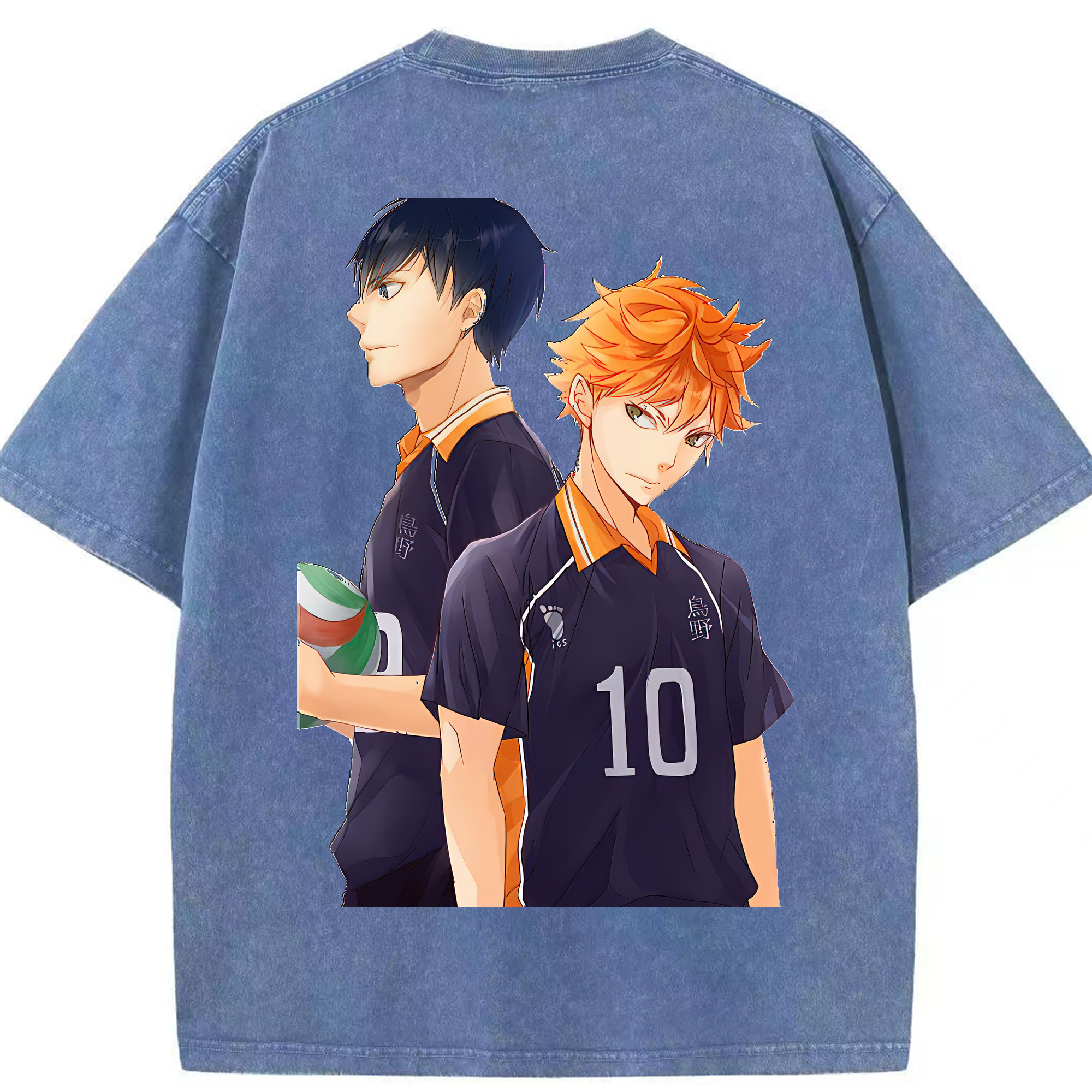 （画像用） ハイキュー!! Haikyu!! 綿100% ヴィンテージ風 半袖Tシャツ（背面プリント）