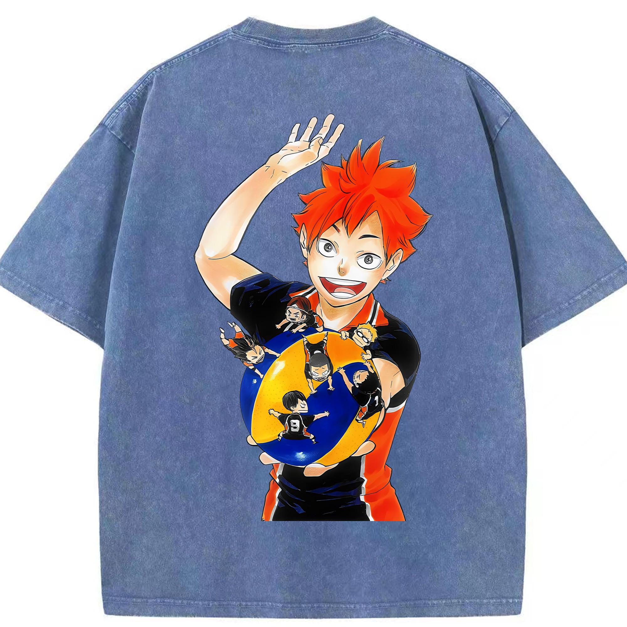 （画像用） ハイキュー!! Haikyu!! 綿100% ヴィンテージ風 半袖Tシャツ（背面プリント）