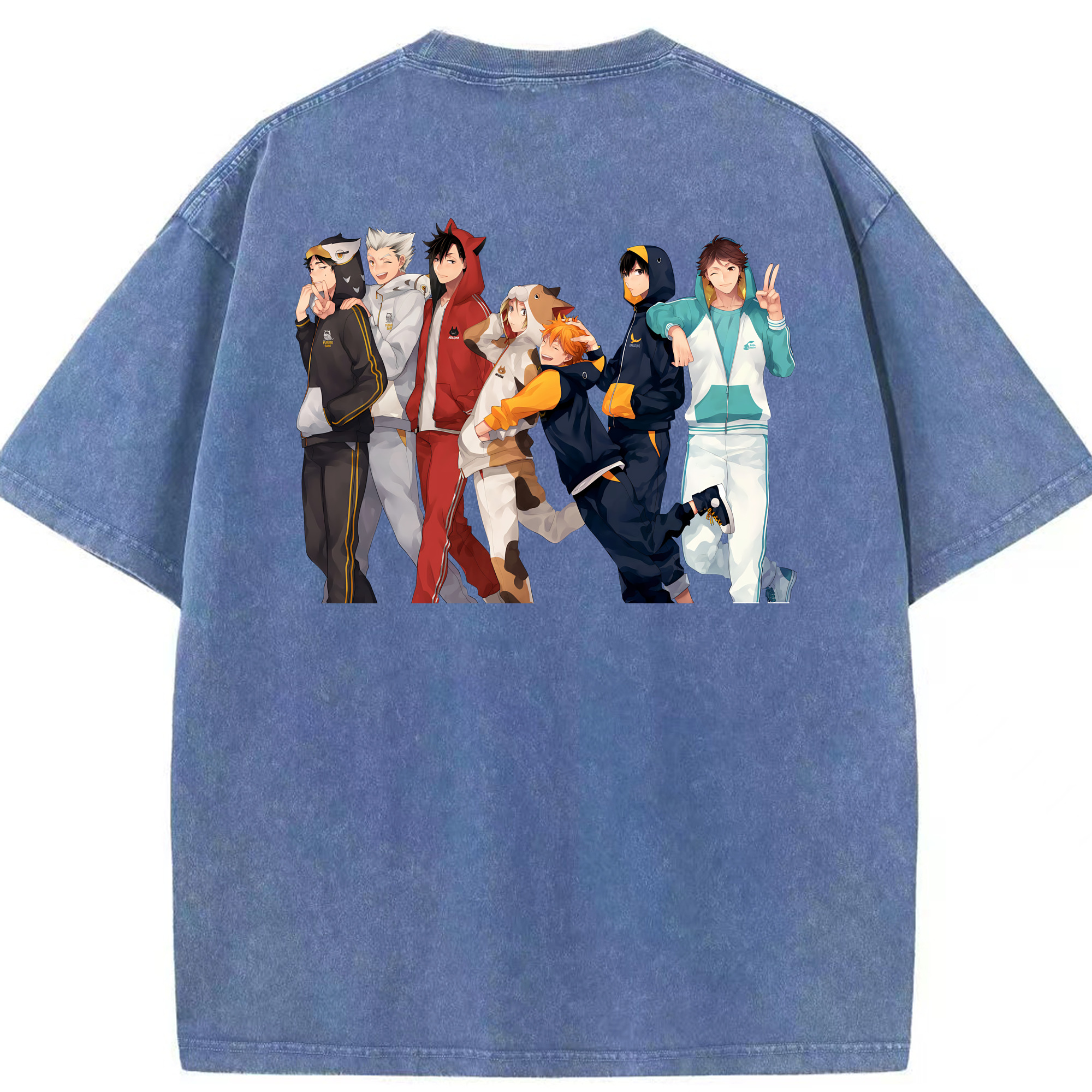 （画像用） ハイキュー!! Haikyu!! 綿100% ヴィンテージ風 半袖Tシャツ（背面プリント）