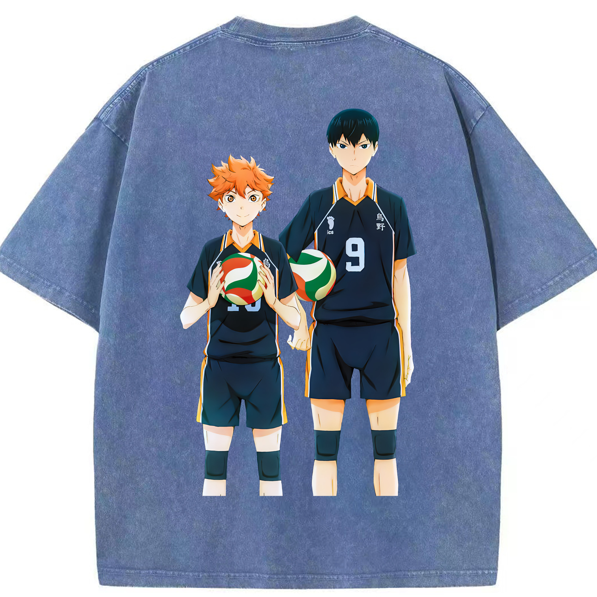 （画像用） ハイキュー!! Haikyu!! 綿100% ヴィンテージ風 半袖Tシャツ（背面プリント）